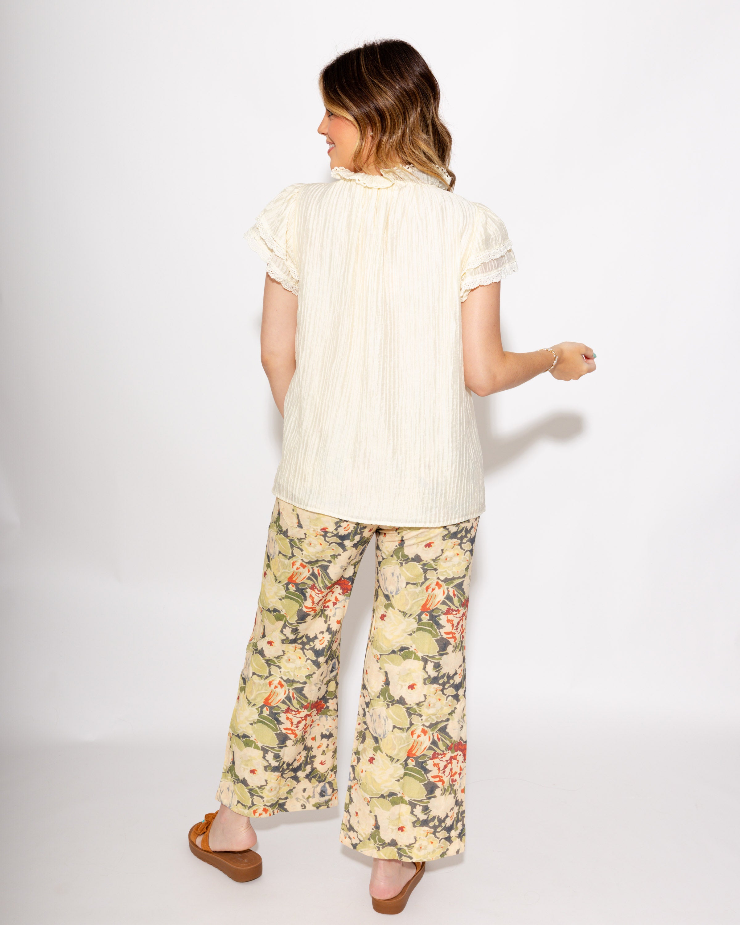 Feminine Lace Ruffle Top