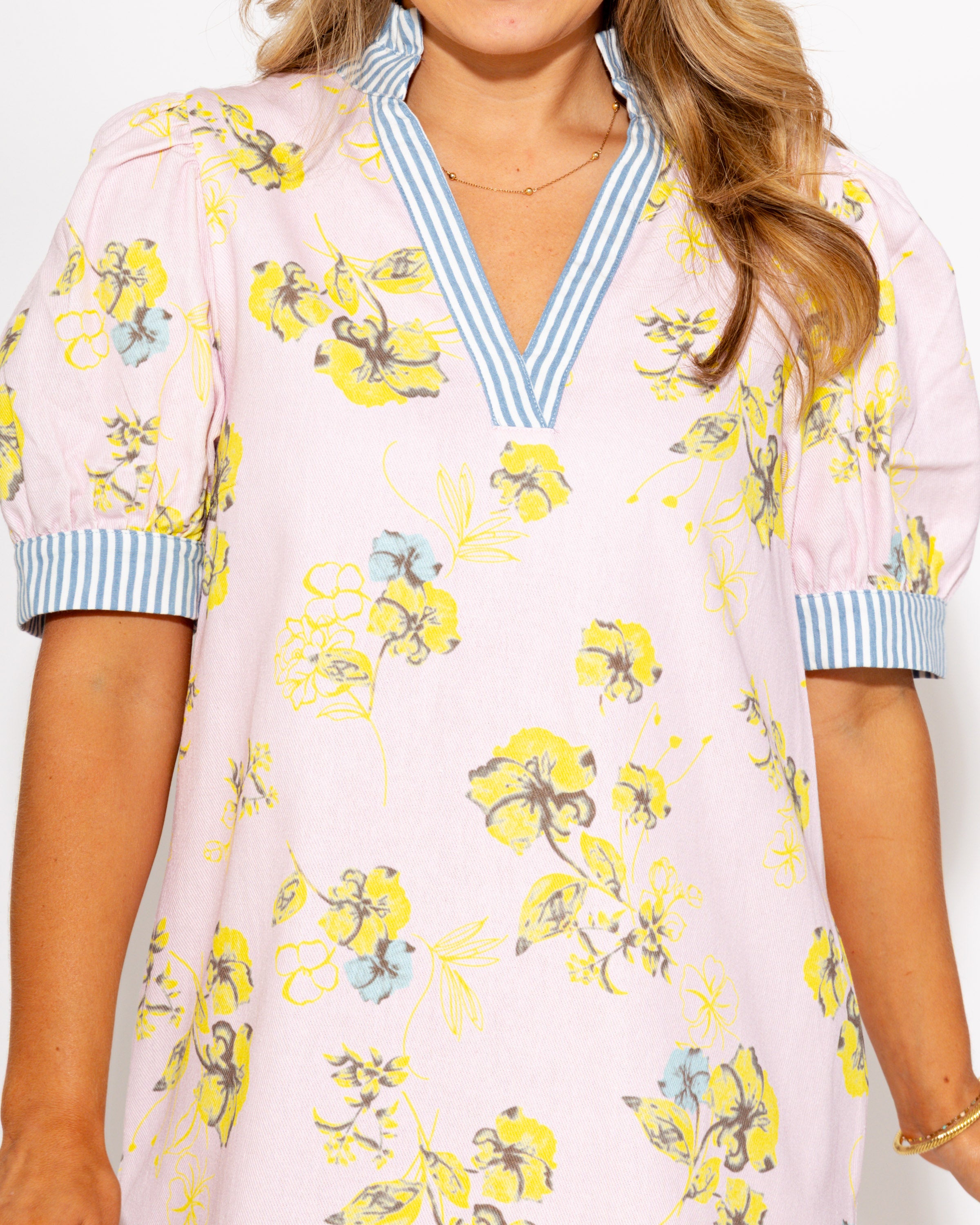 Pretty Petals Contrast Trim Dress