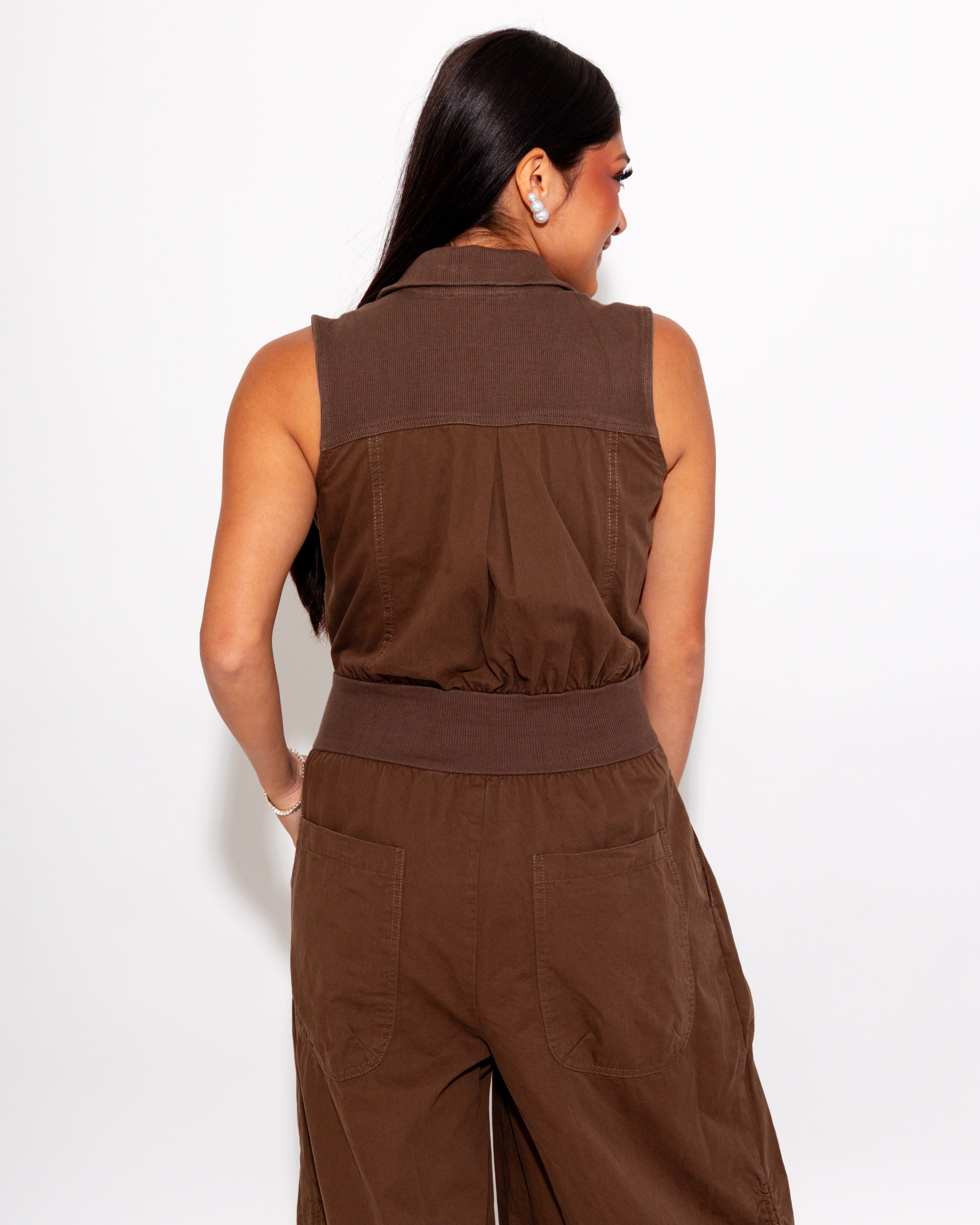 Cinched Waist Cargo Jumpsuit