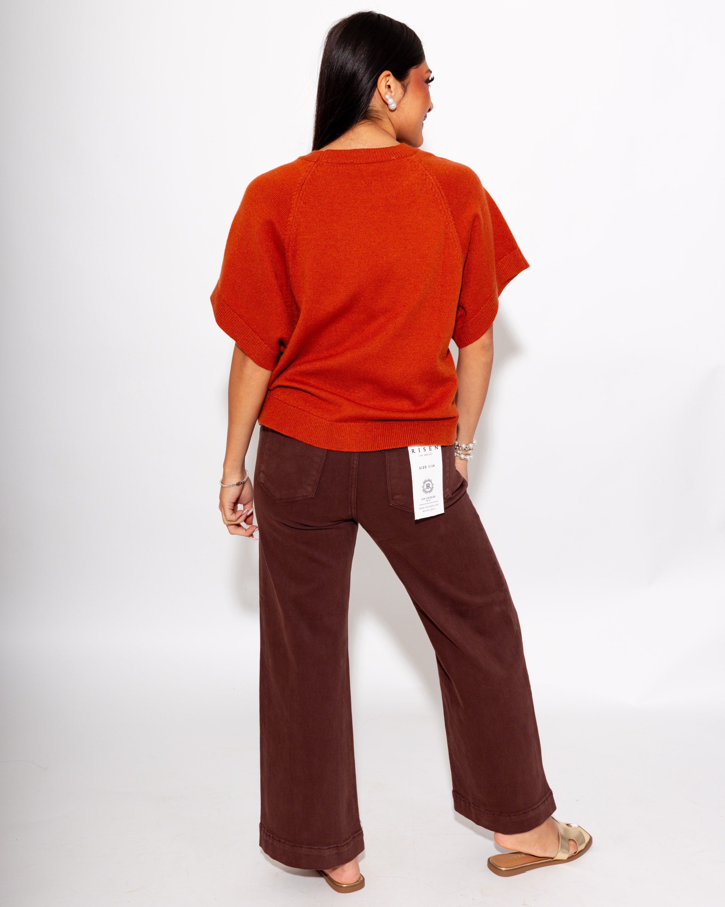 Everyday Dolman Knit Top in Rust