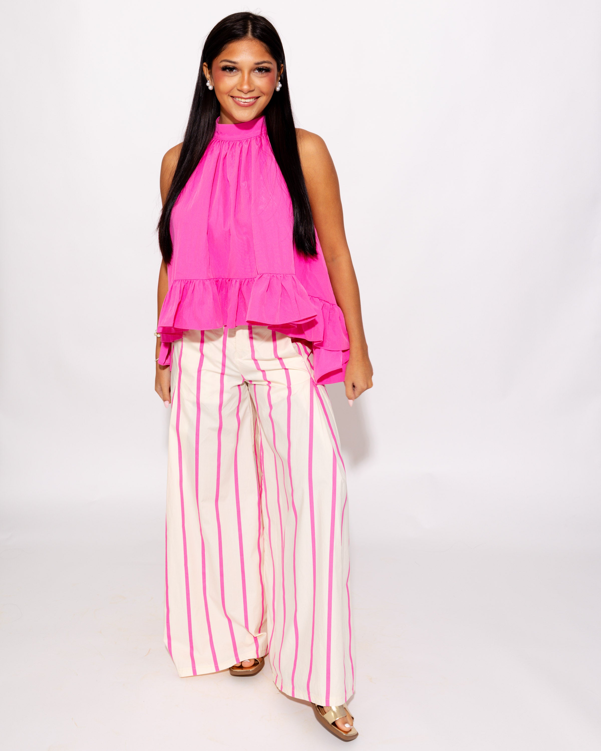 Playful Pop Striped Wide-Leg Pants