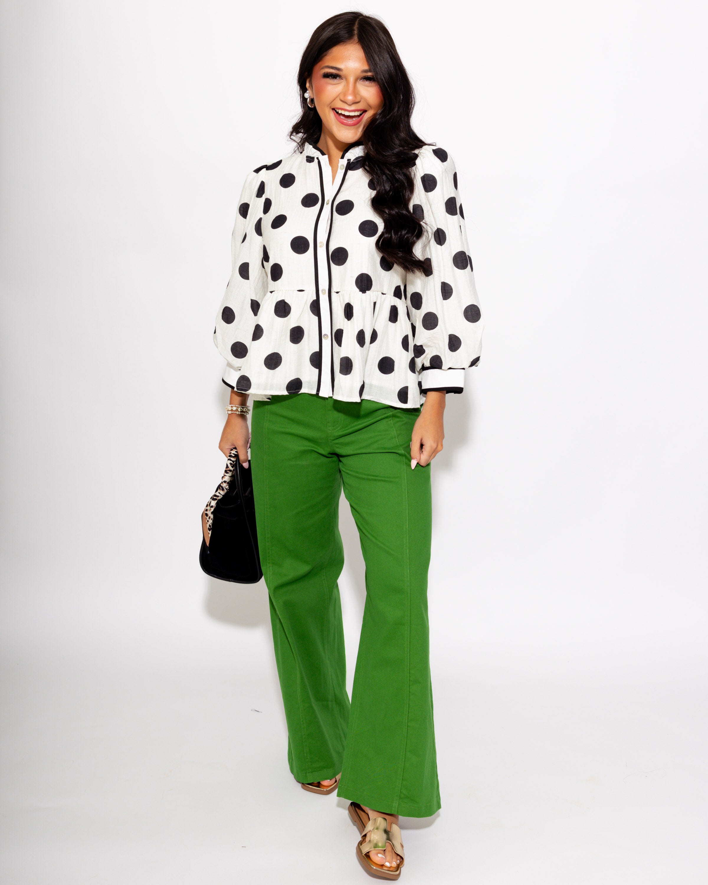 Fun & Flirty Polka Dot Top in White