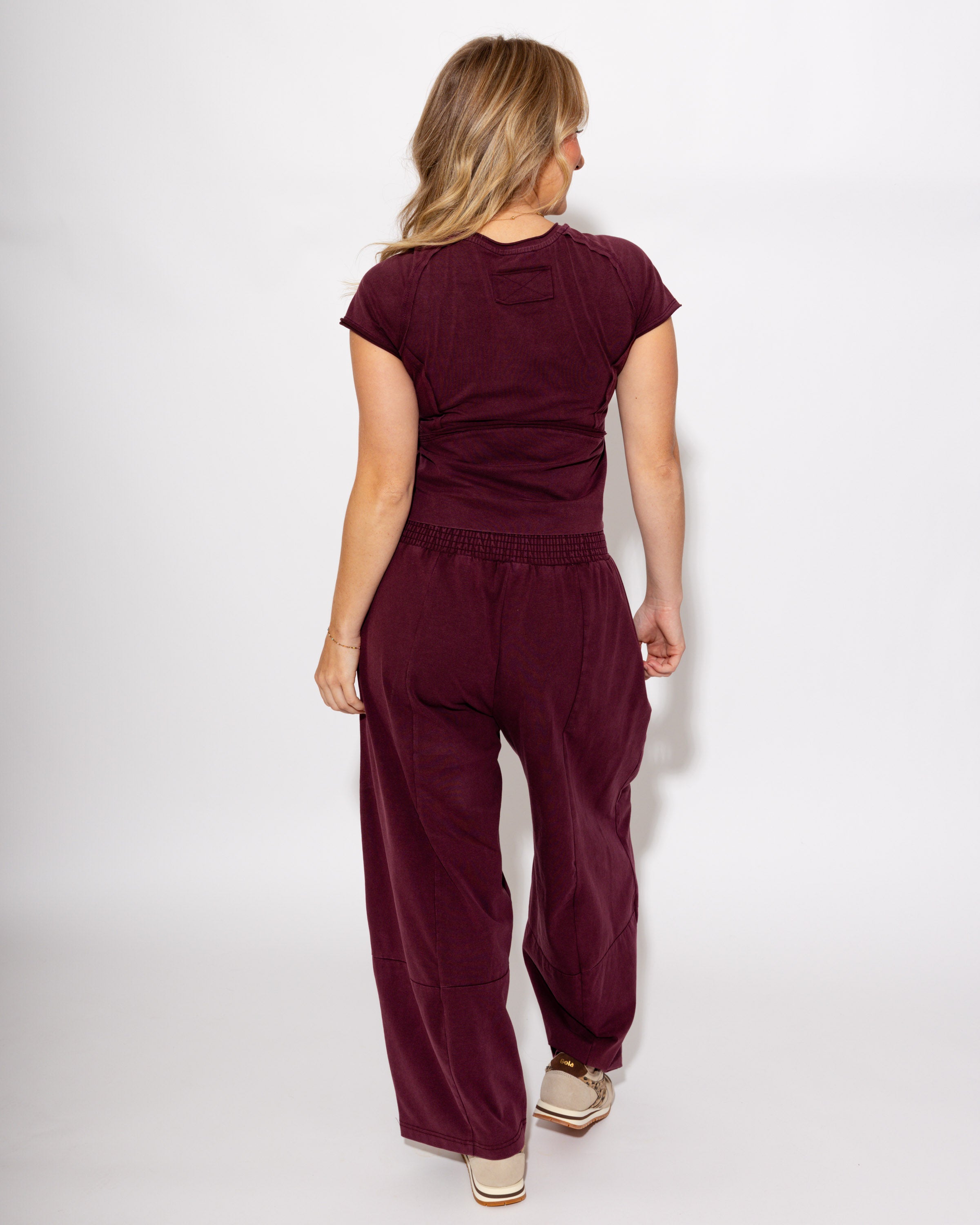 Soft Mineral Wash Cropped T-Shirt in Red Bean