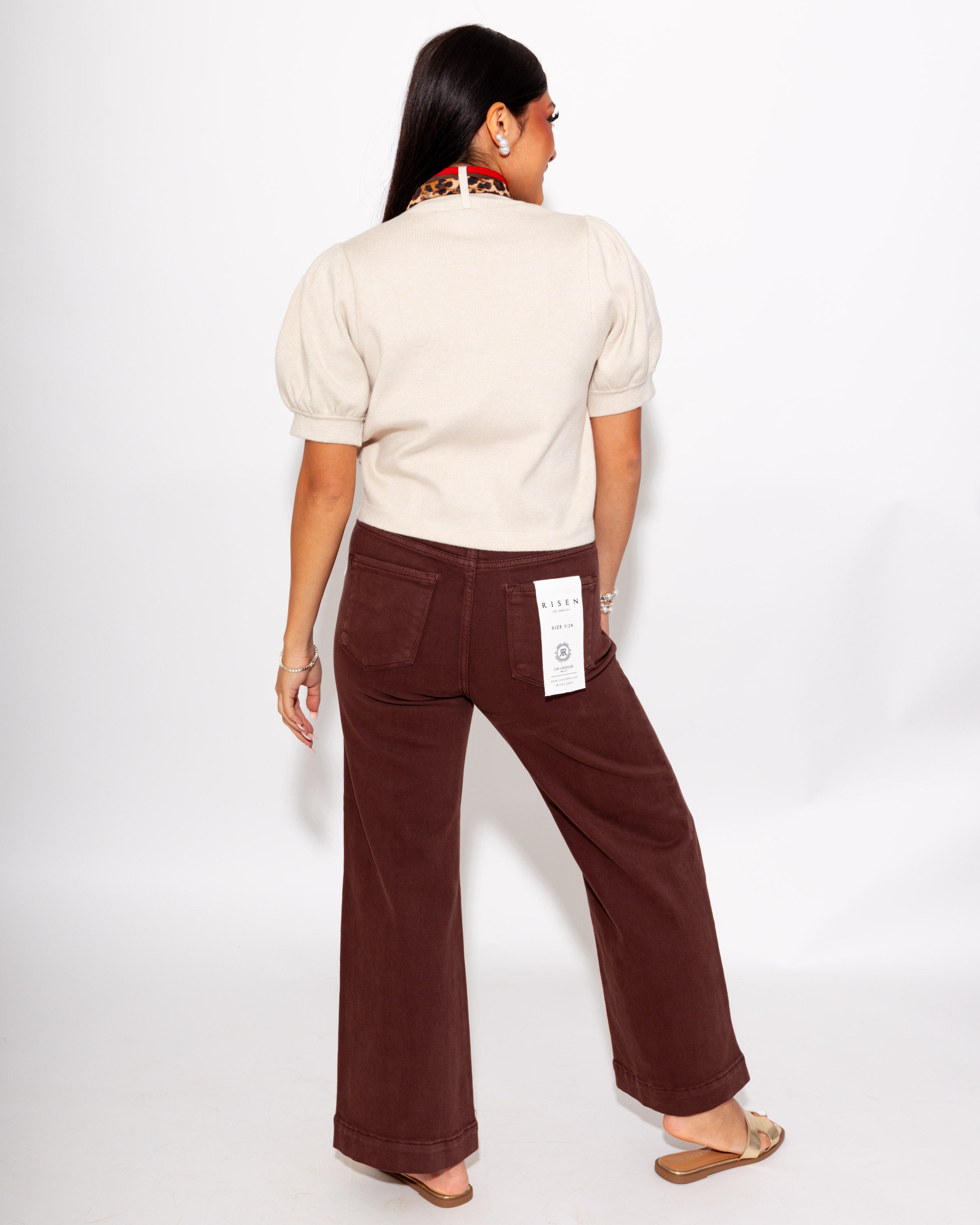 Tummy Control High Rise Pants in Chocolate Brown