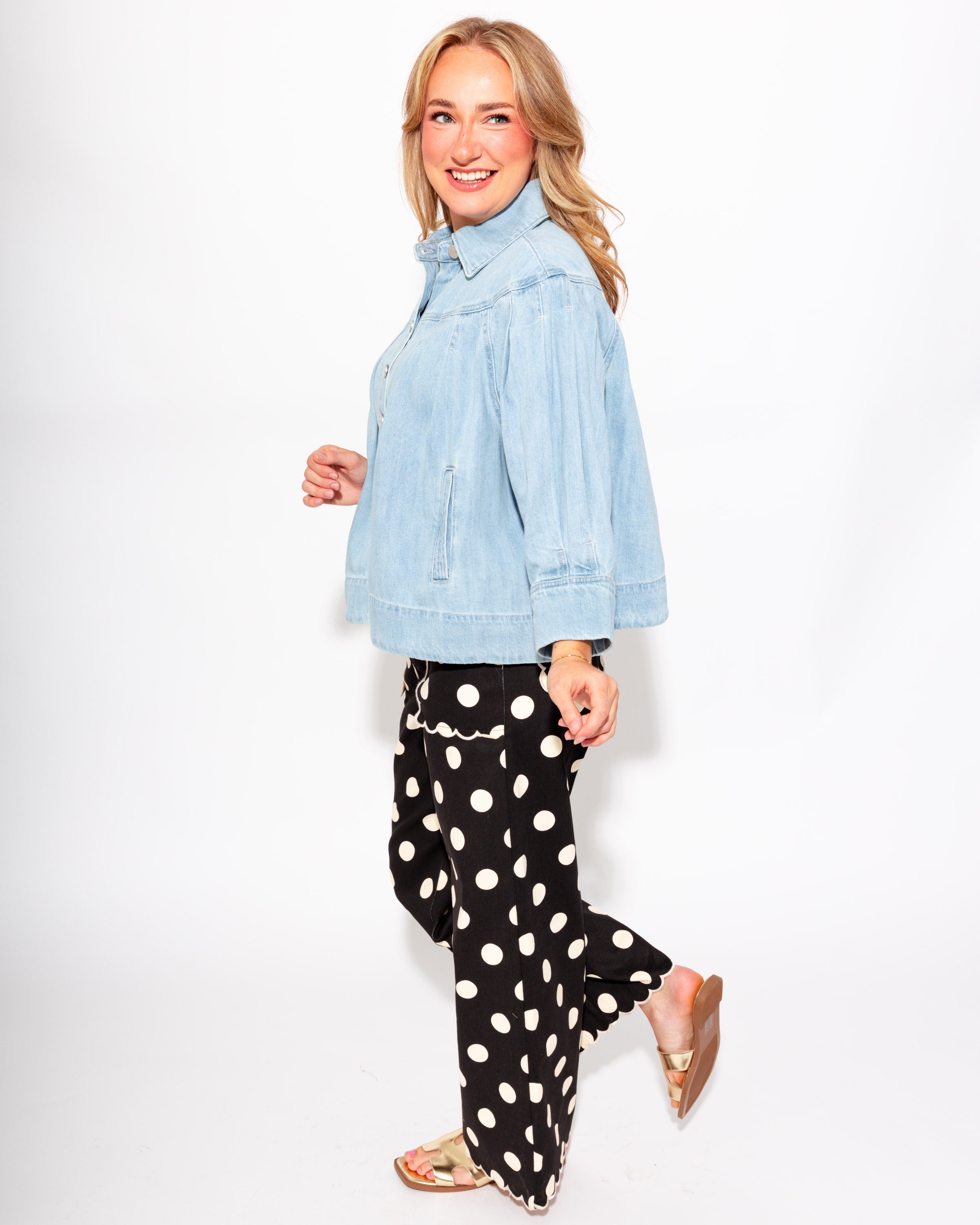 Polka Dot Scallop Pants in Black