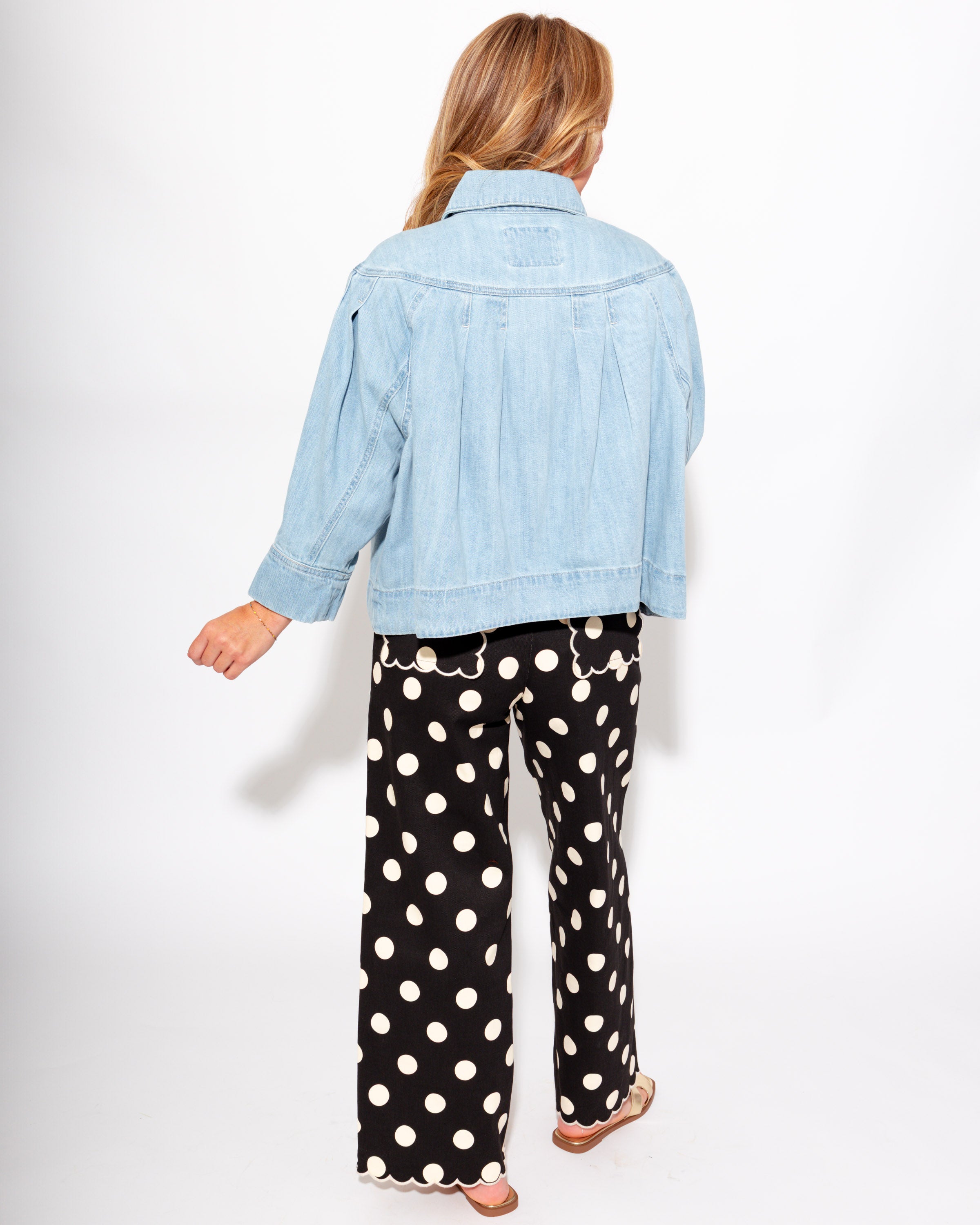 Polka Dot Scallop Pants in Black