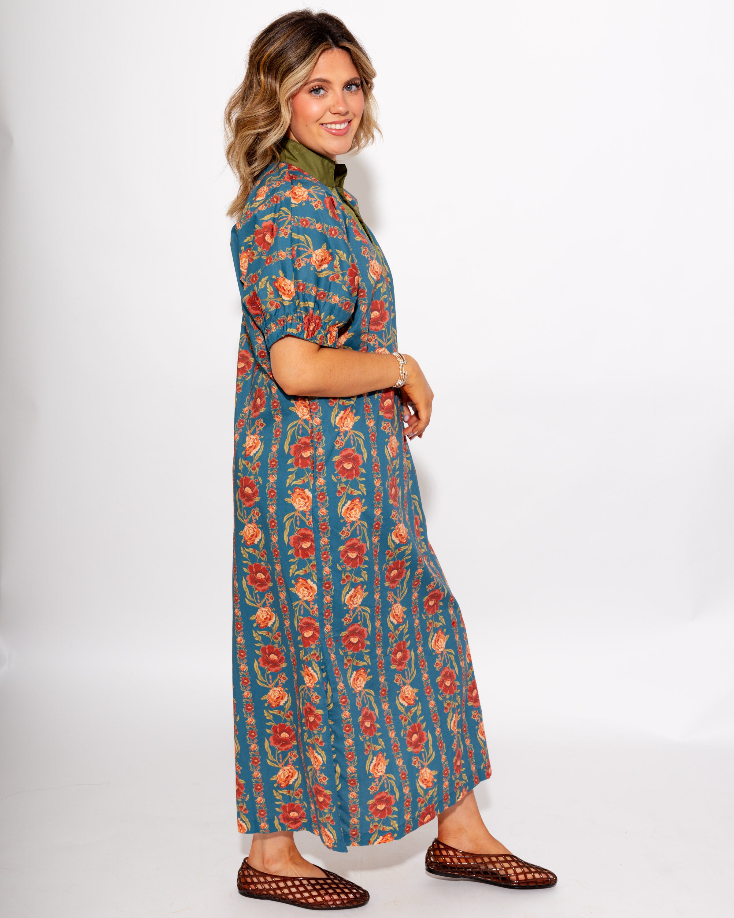 Floral Stripe Midi Dress