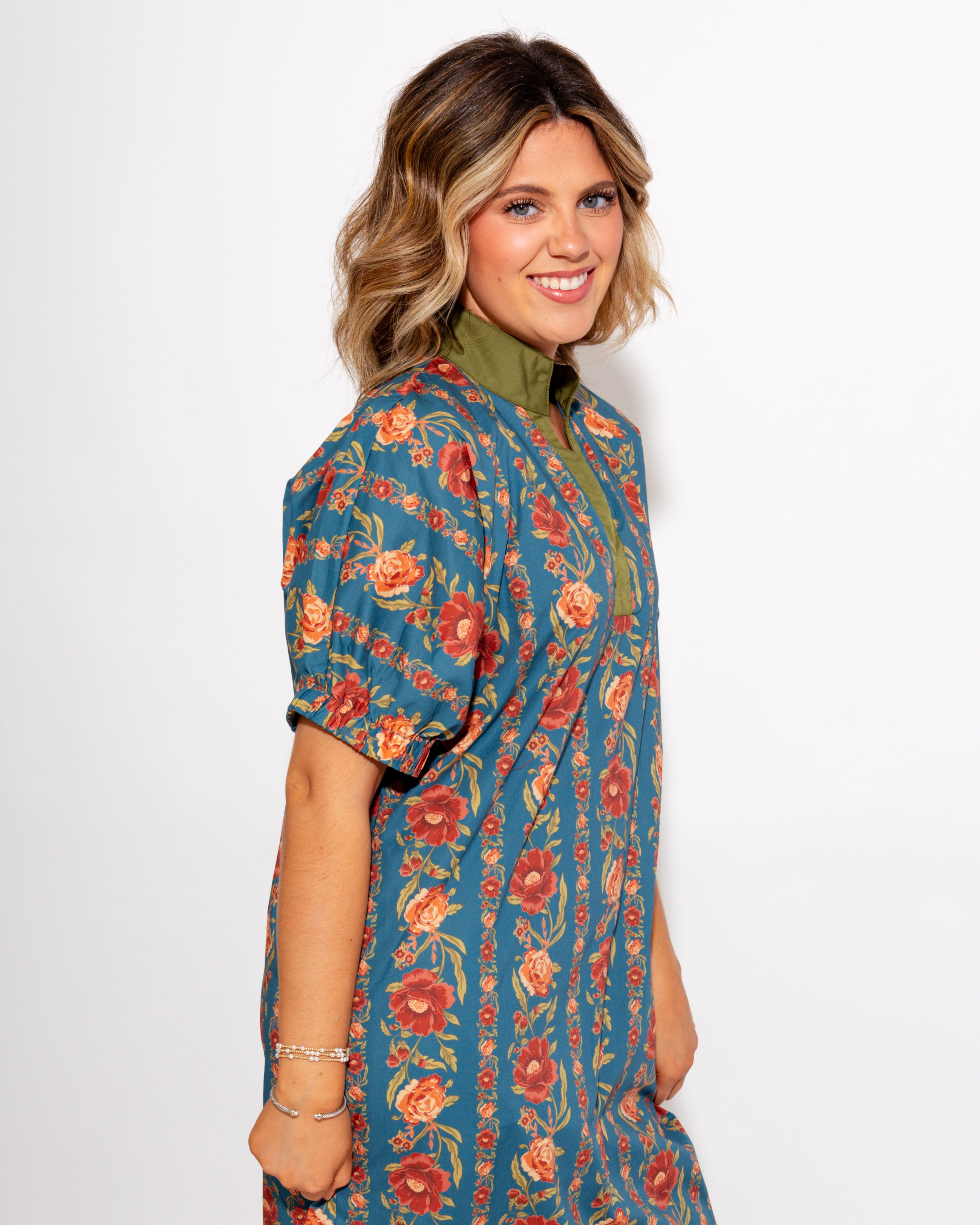 Floral Stripe Midi Dress