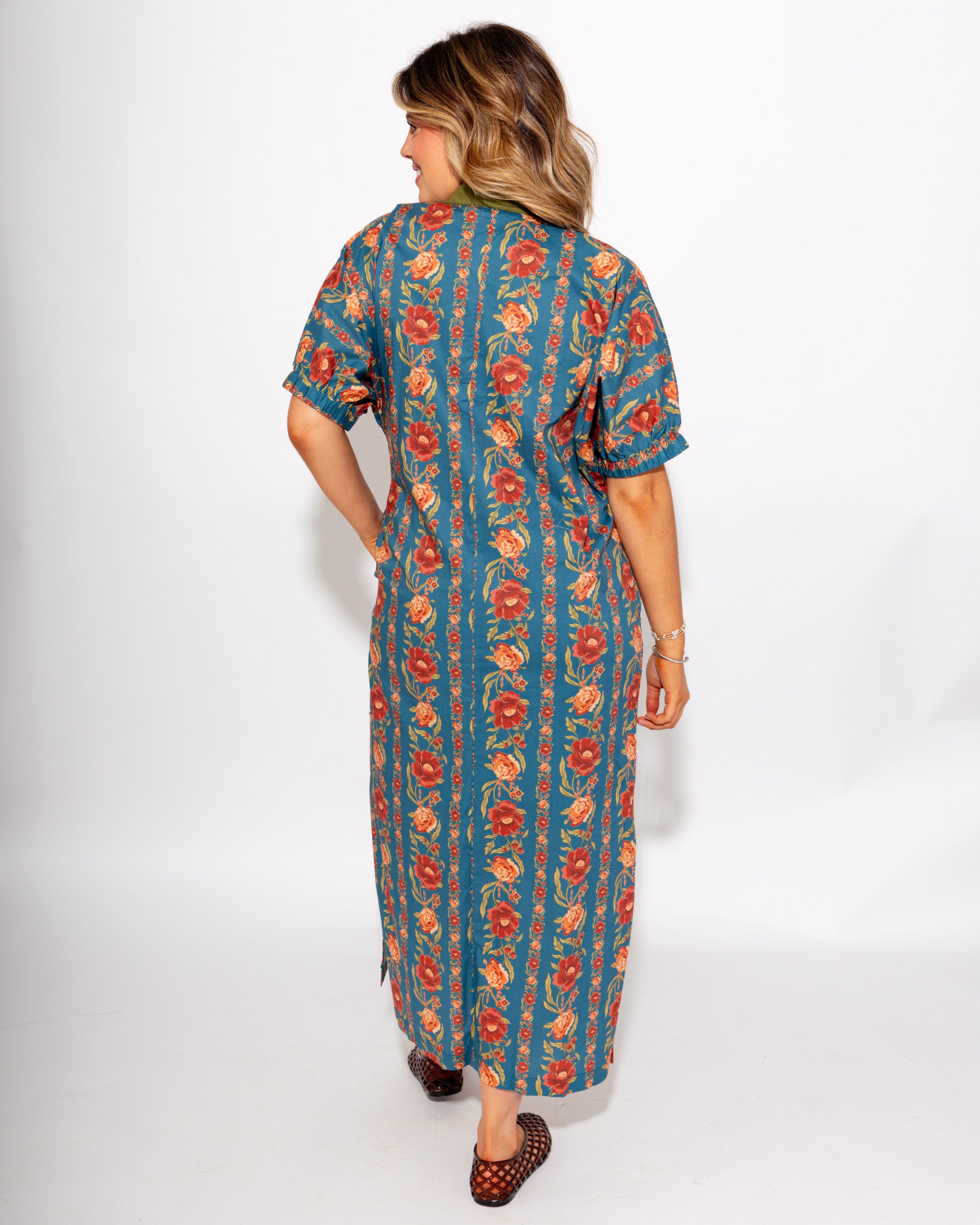 Floral Stripe Midi Dress