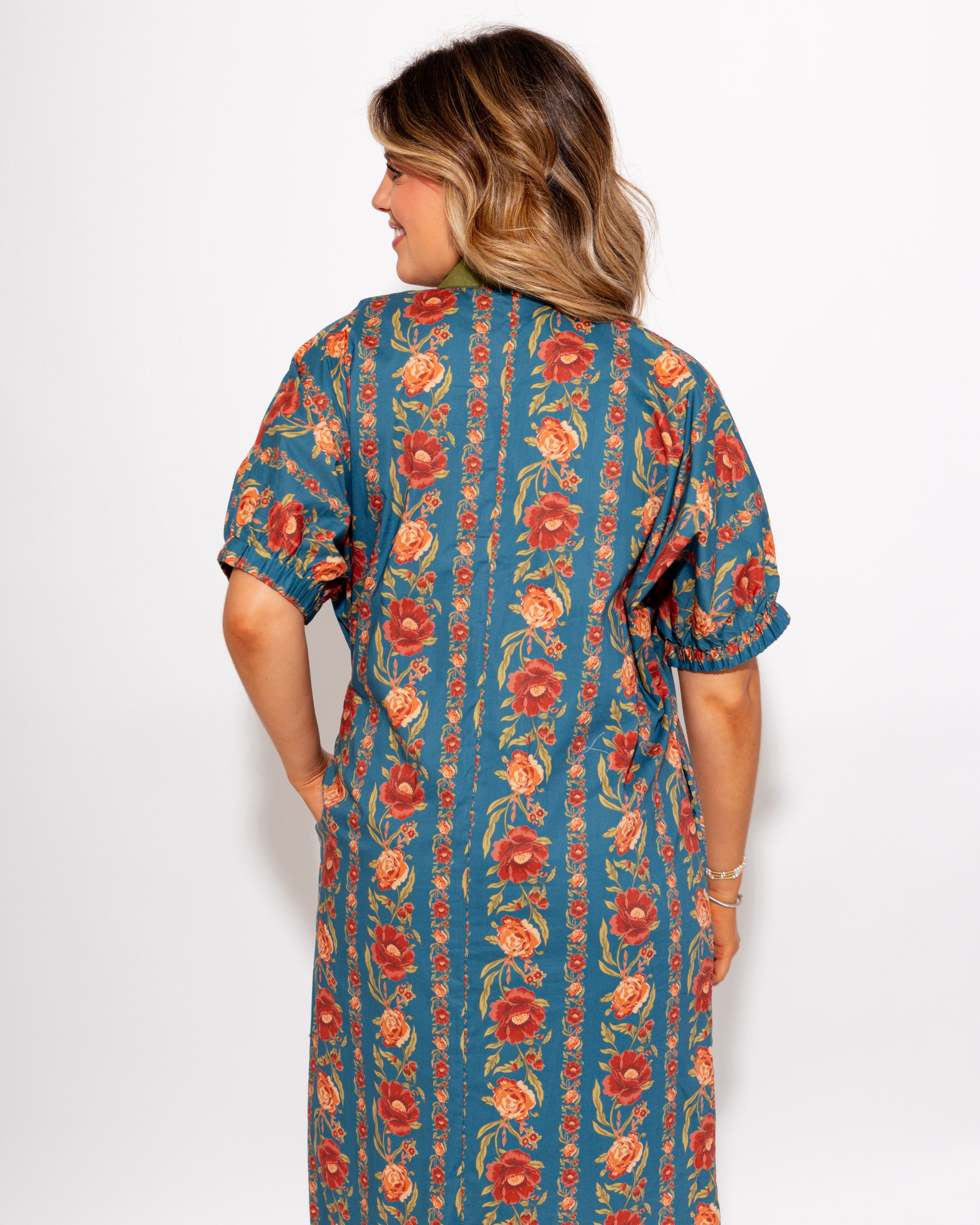 Floral Stripe Midi Dress