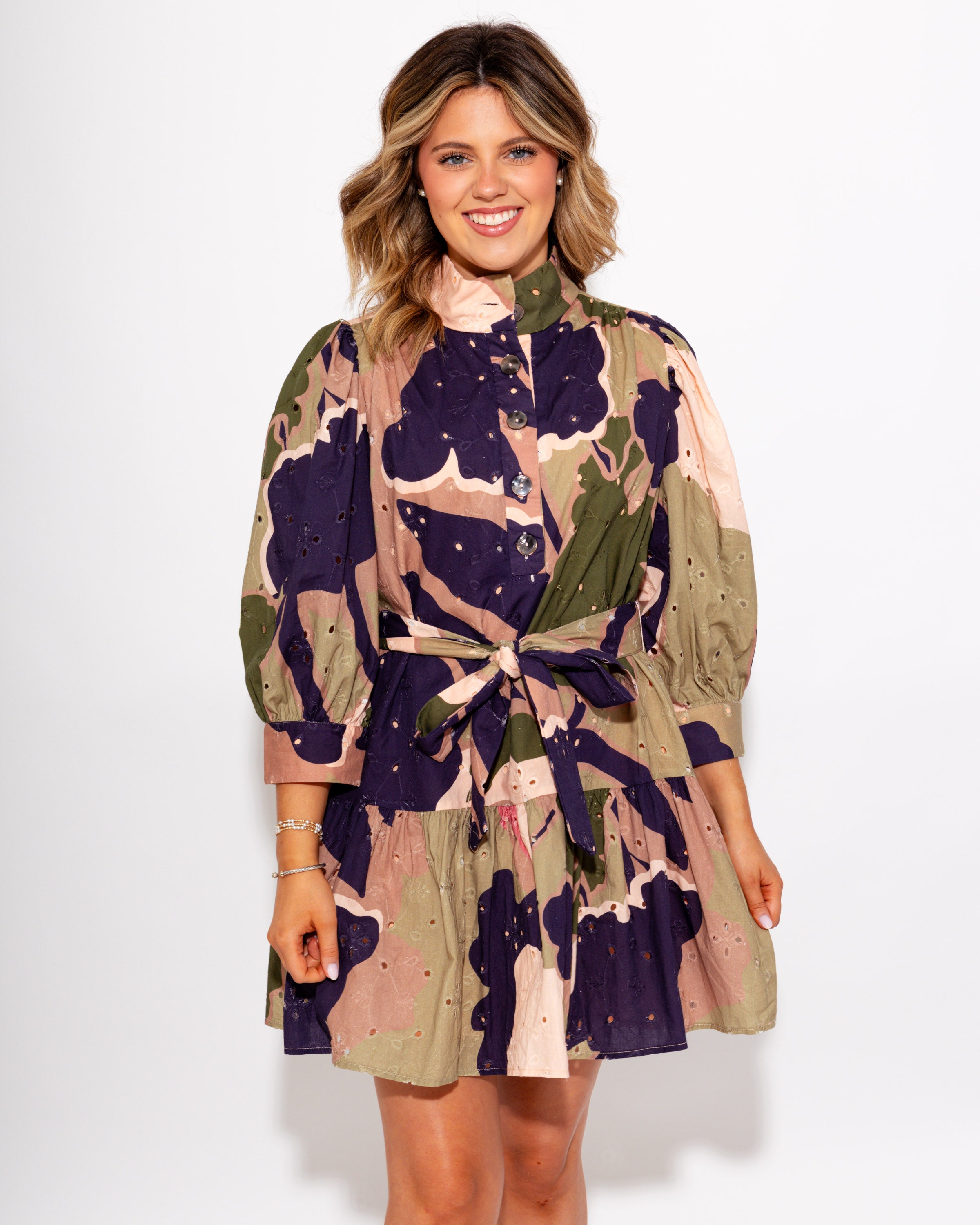 Floral Eyelet Mini Dress