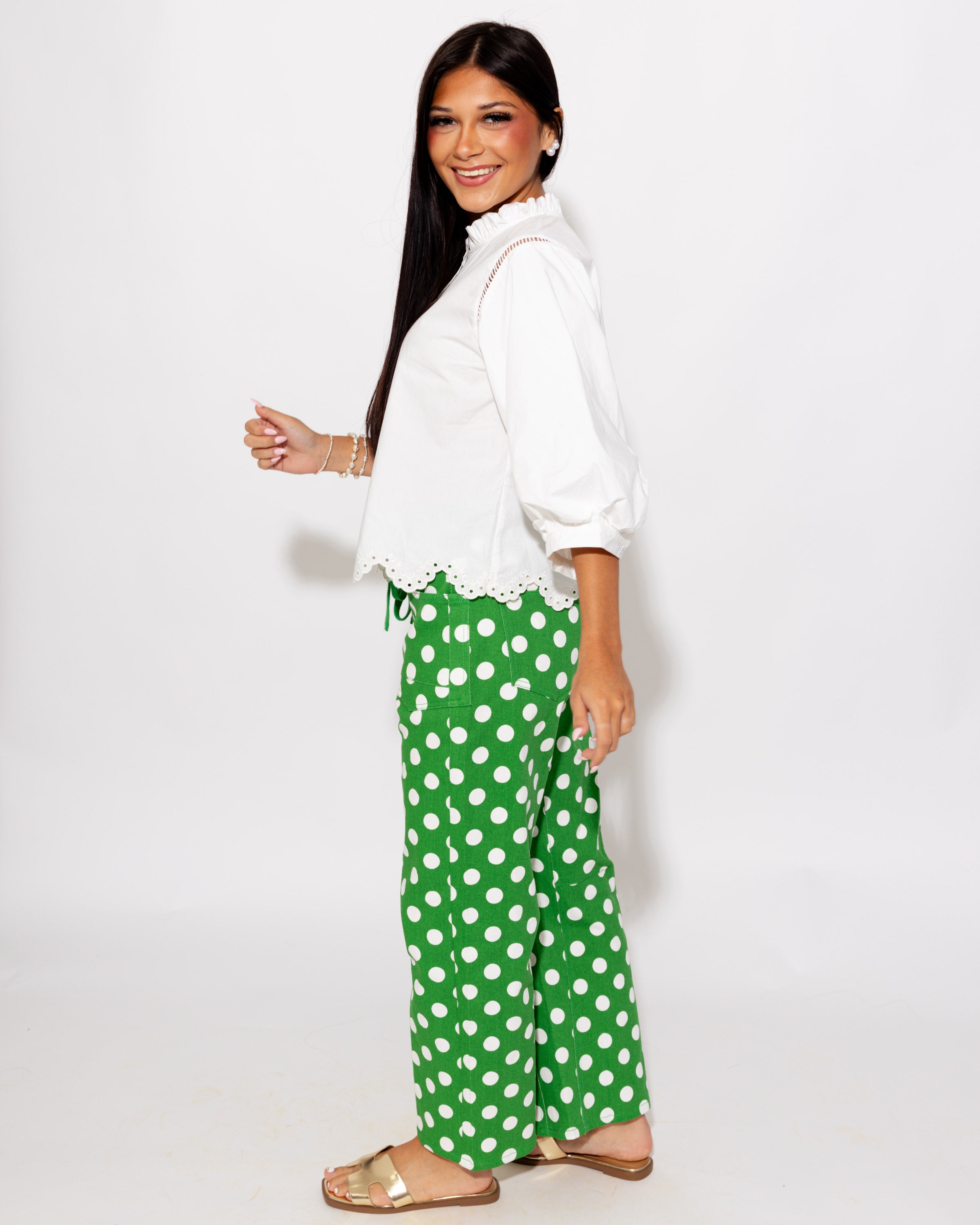 Lace Trimmed Scallop Hem Top