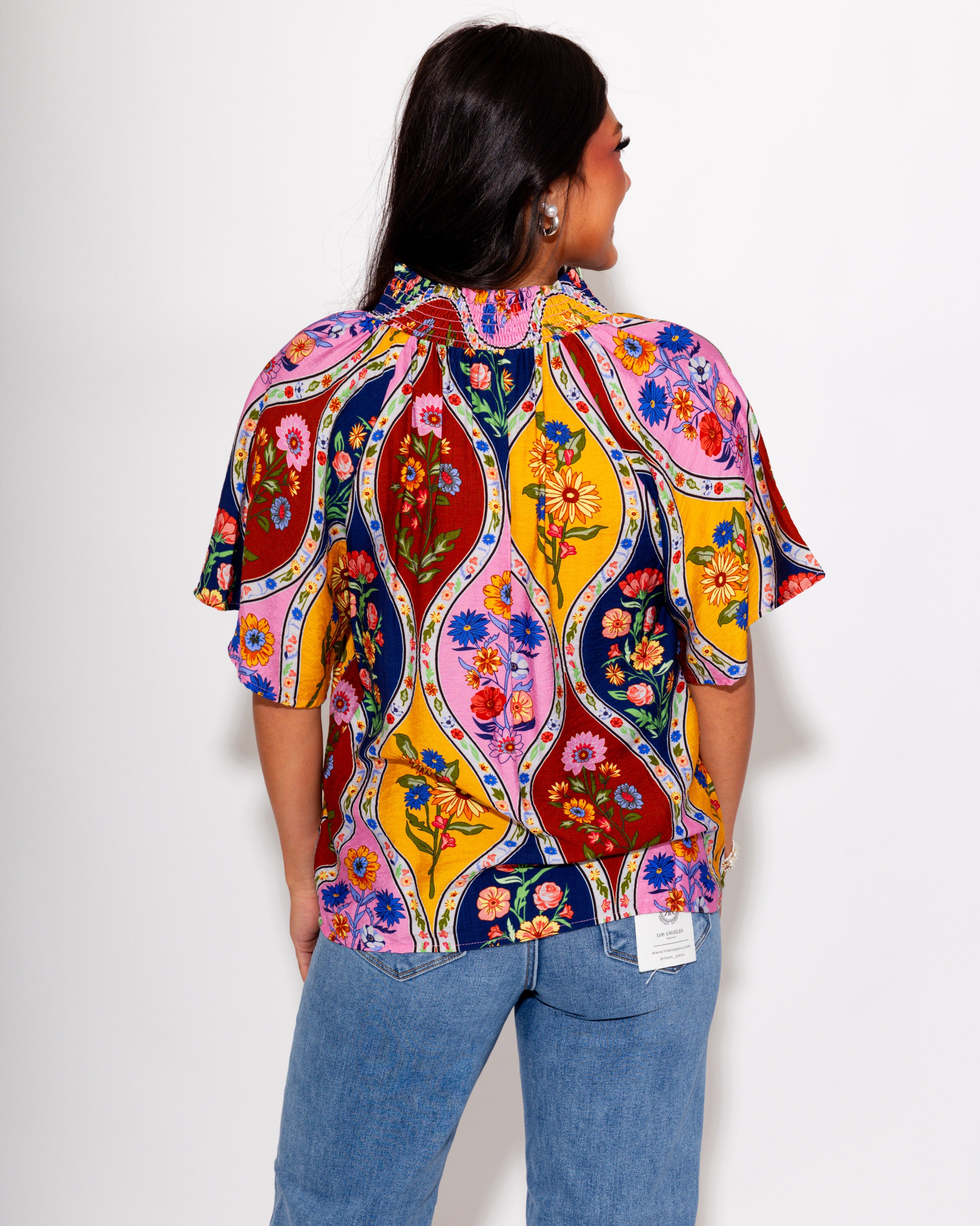 Antique Bloom Split Neck Top