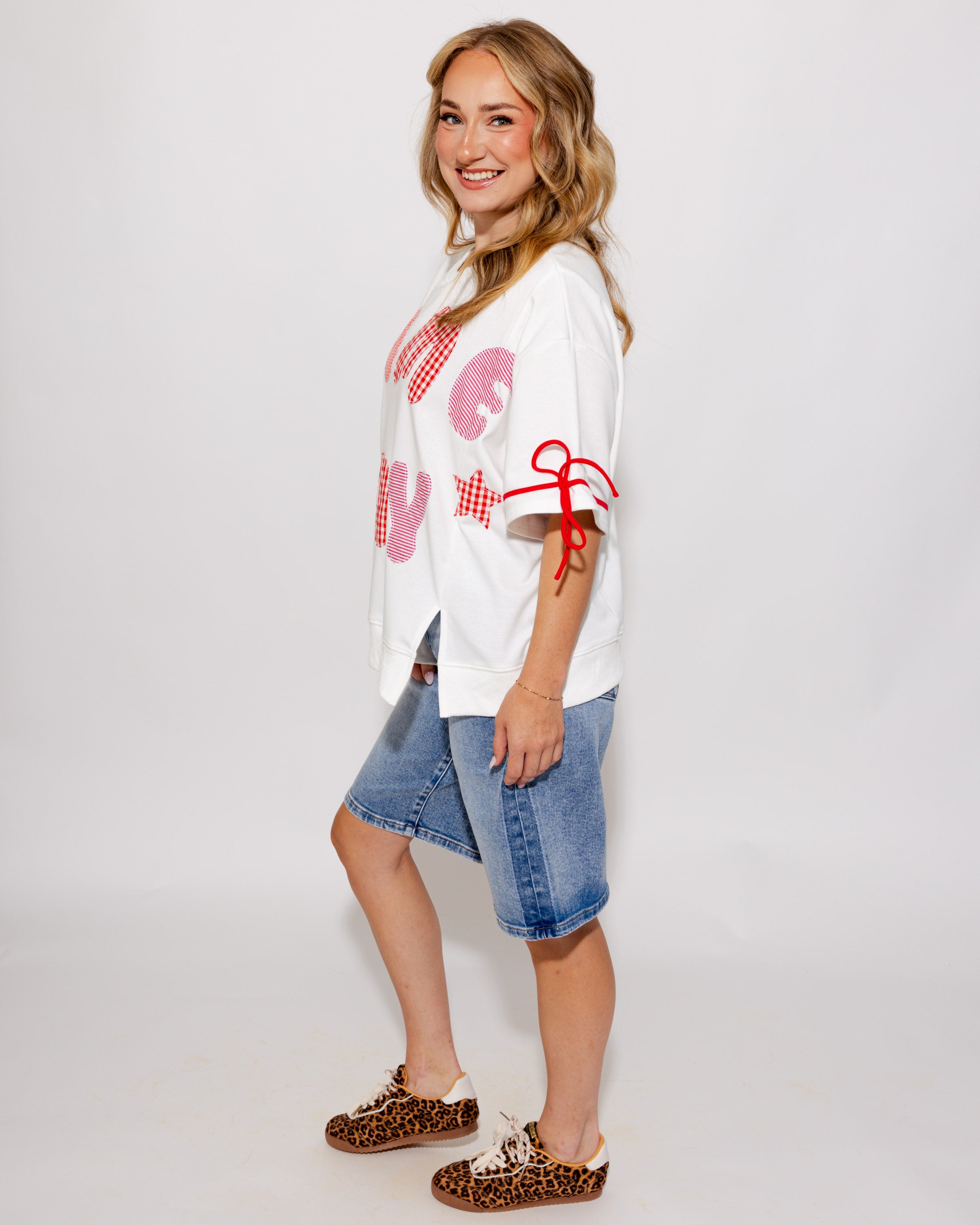 Game Day Patchwork Boxy Tee in Red