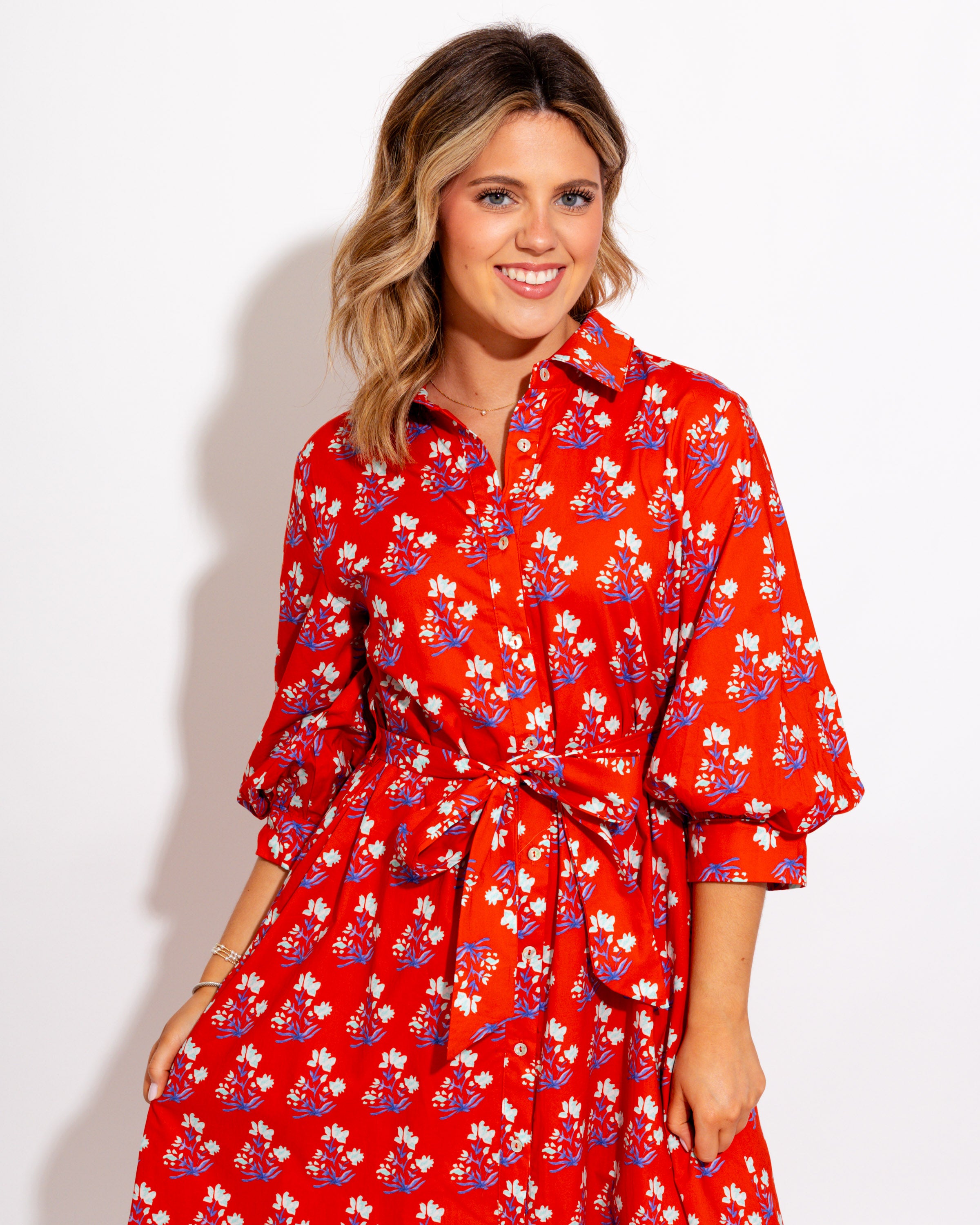 Floral Tie Waist Midi Dress