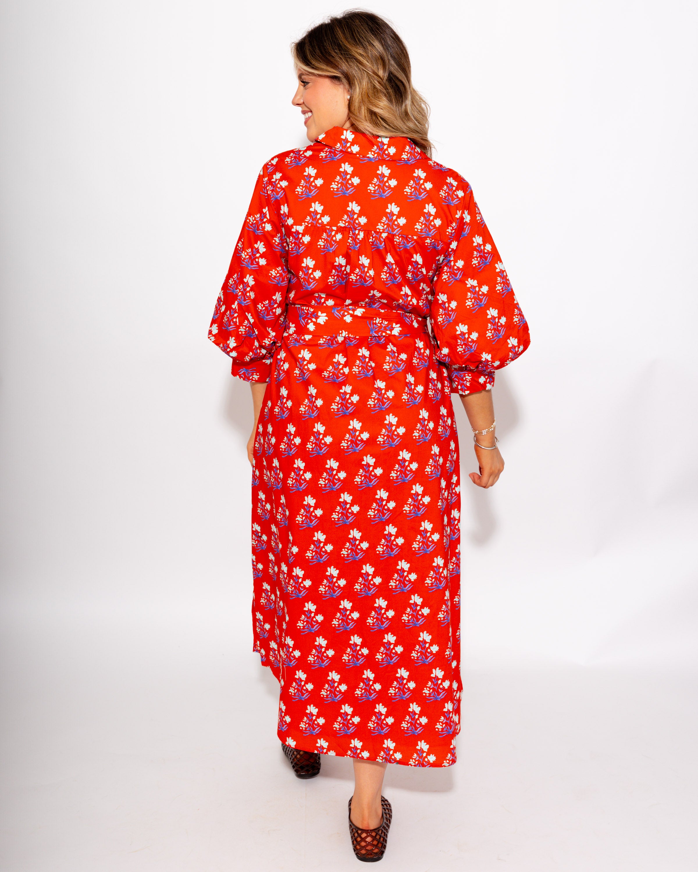 Floral Tie Waist Midi Dress