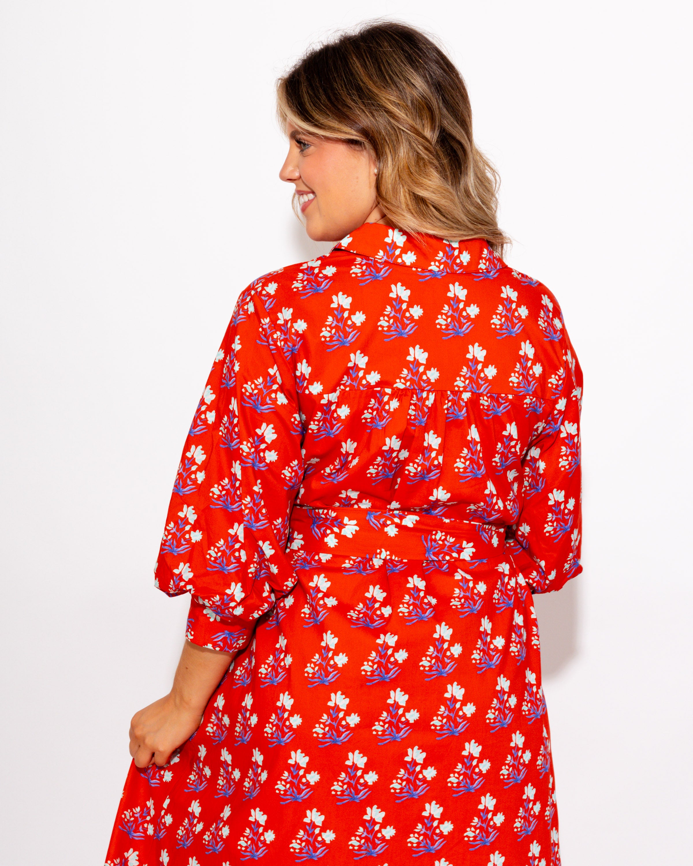 Floral Tie Waist Midi Dress