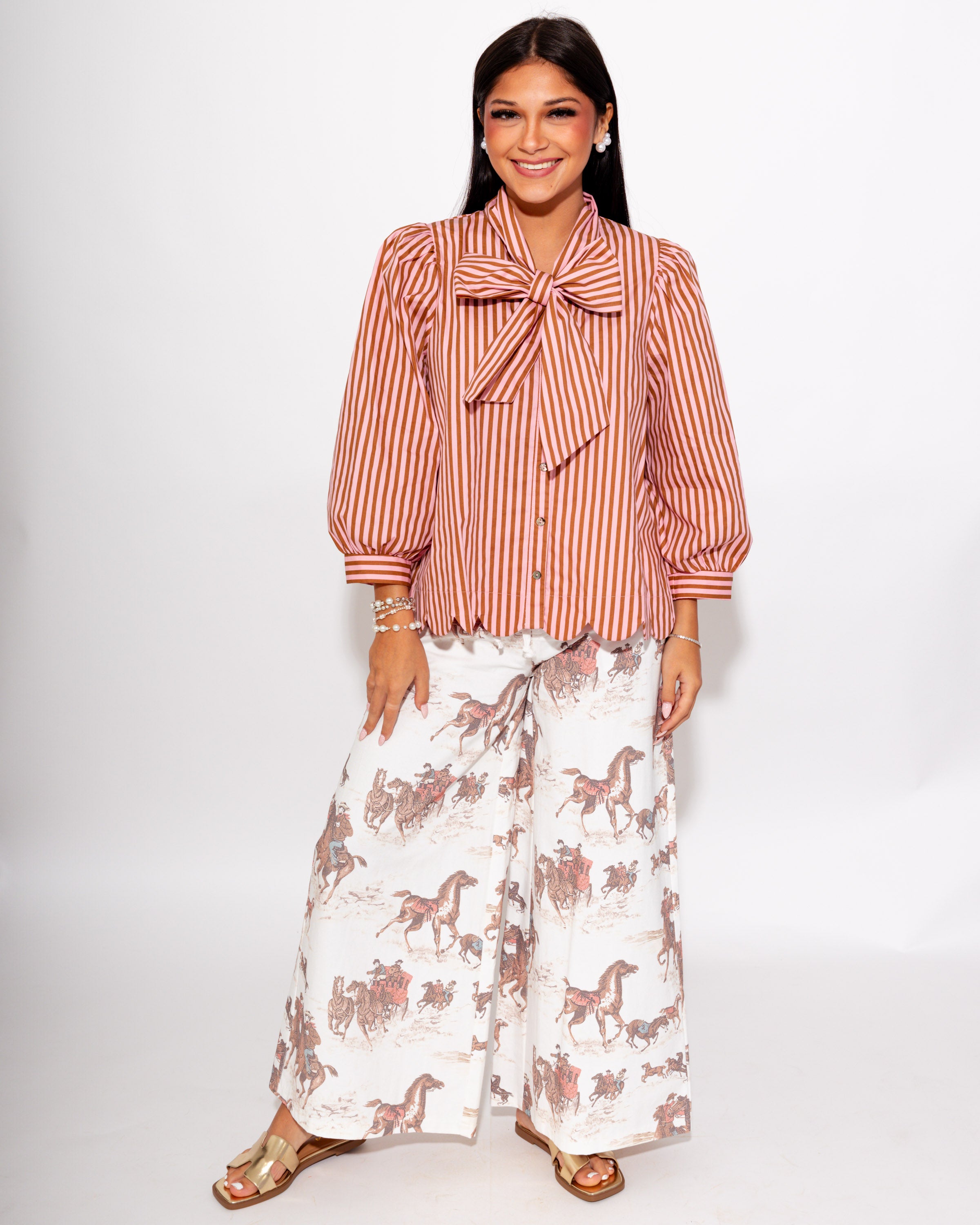 Classic Stripe Neck Tie Top