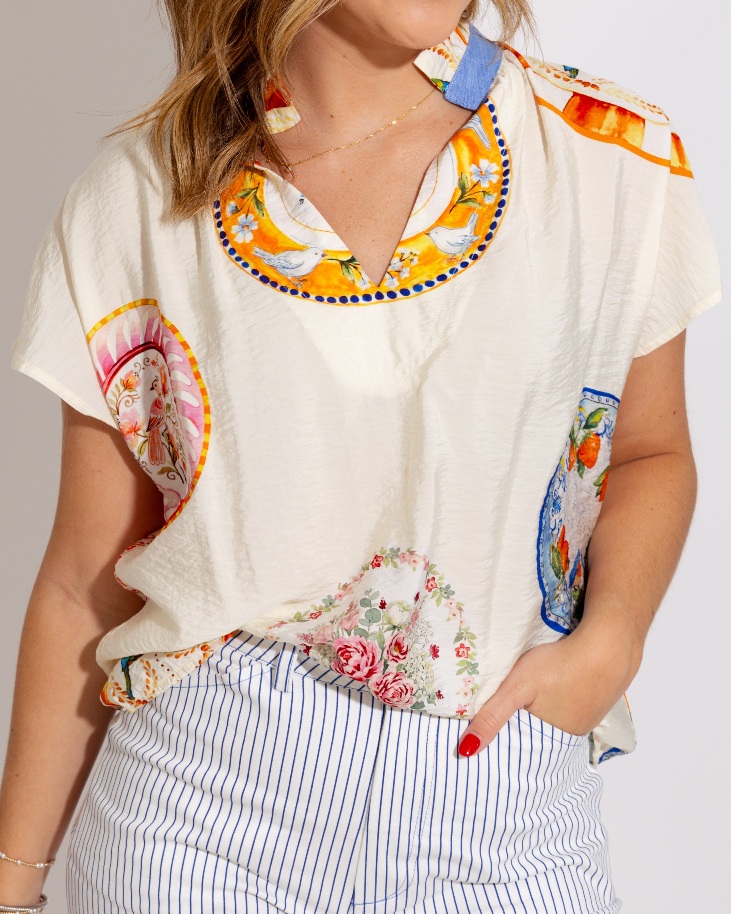 Vintage Charm Flutter Sleeve Top