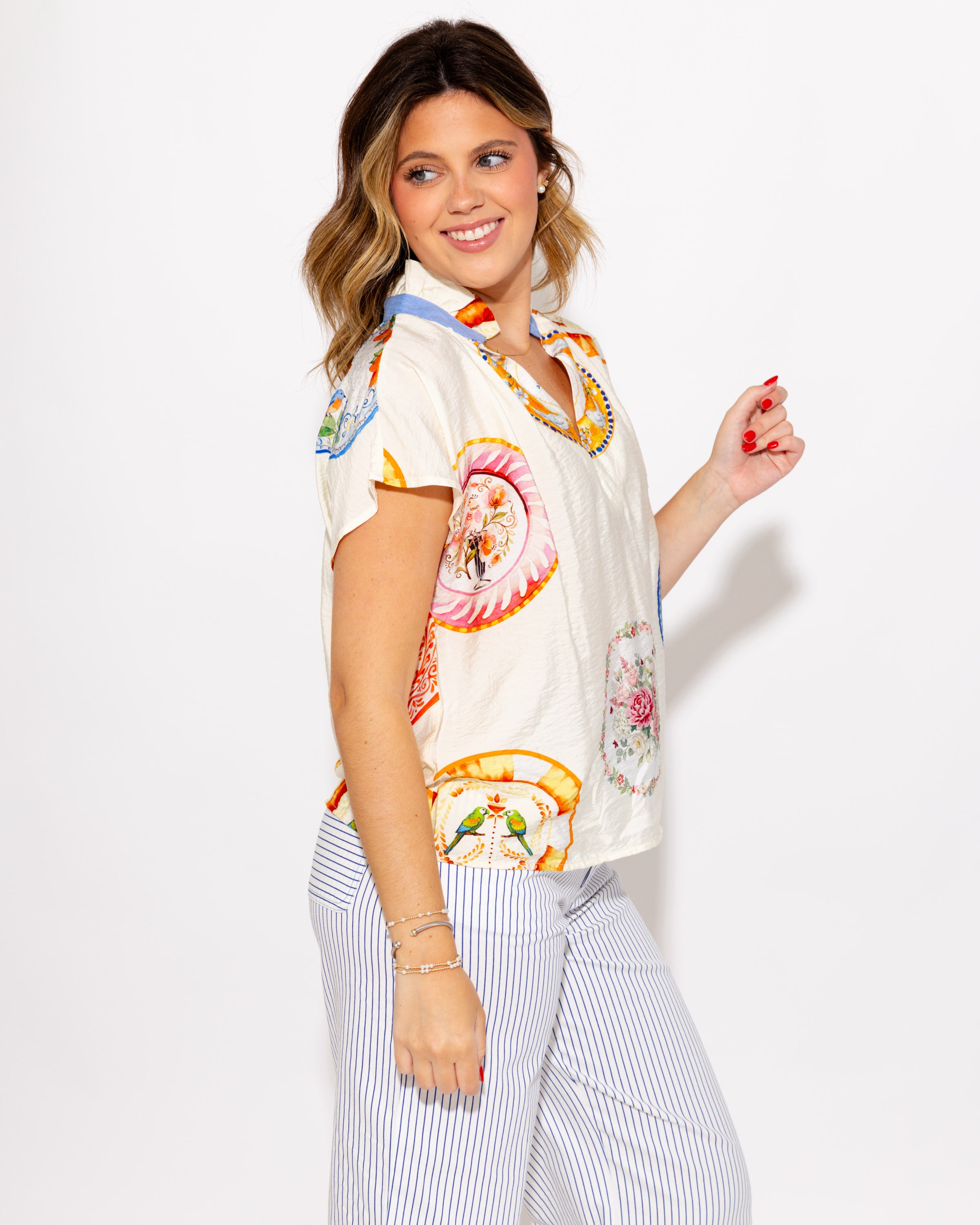 Vintage Charm Flutter Sleeve Top