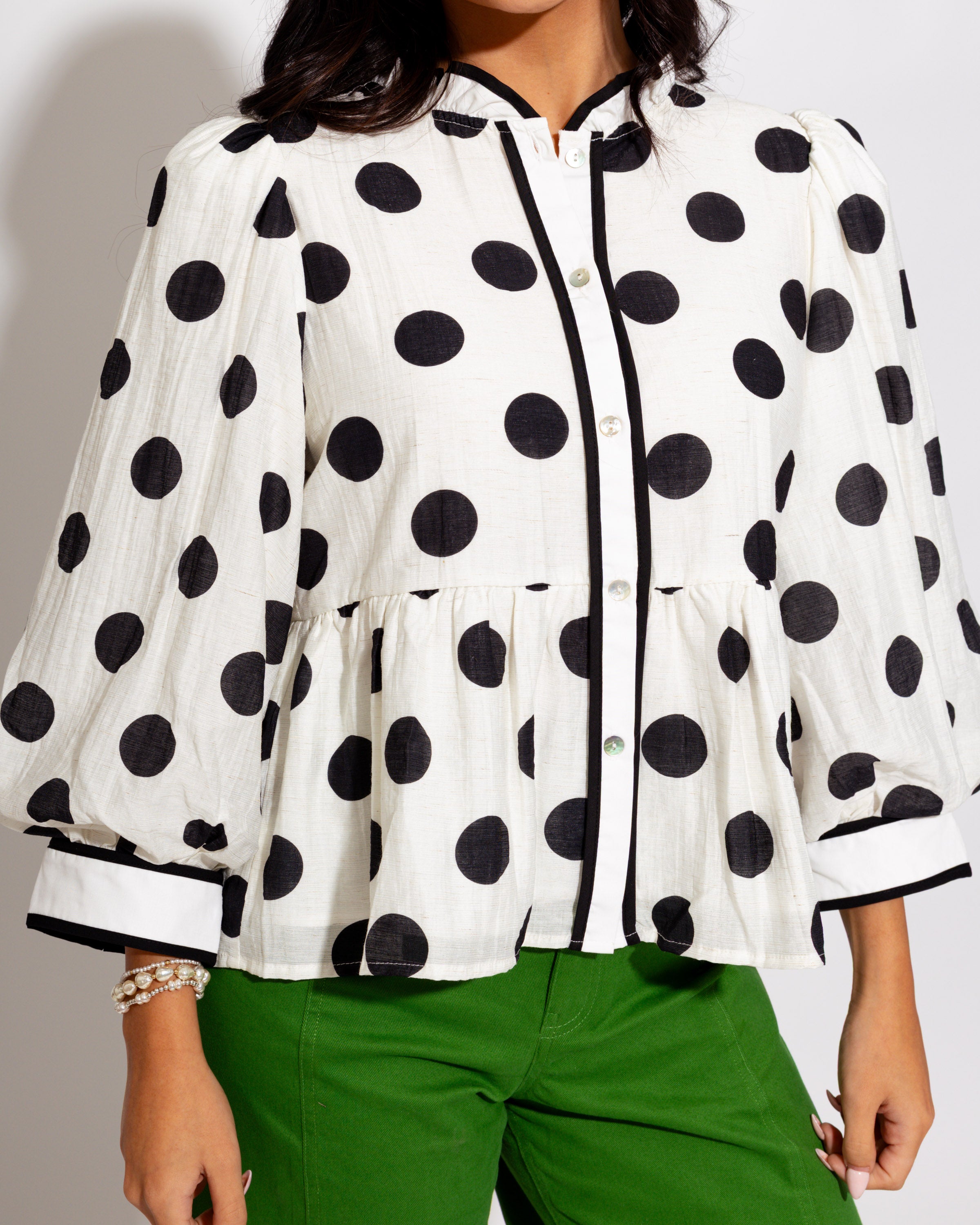 Fun & Flirty Polka Dot Top in White