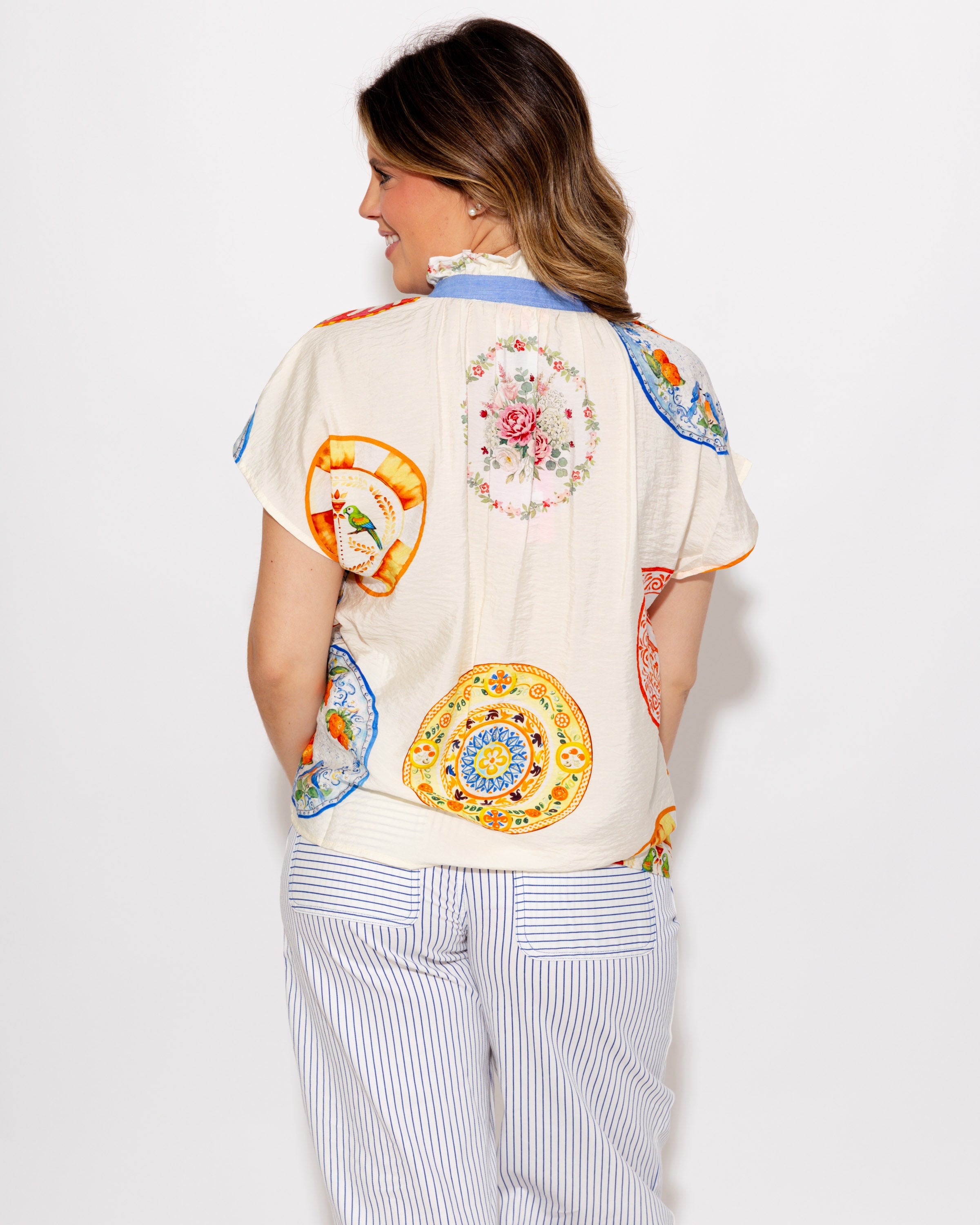 Vintage Charm Flutter Sleeve Top
