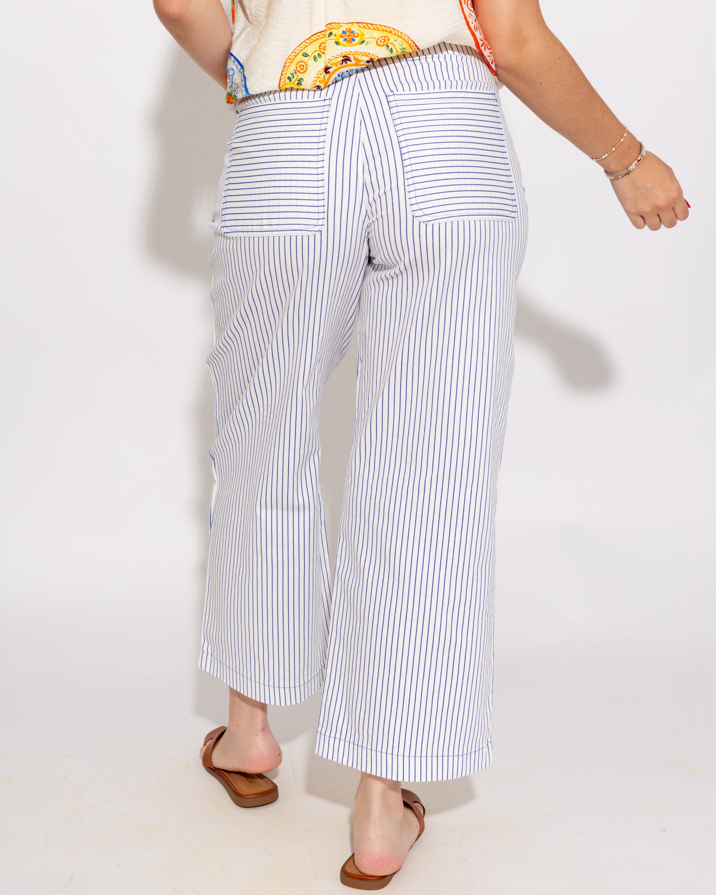 Stripe High-Waist Barrel Pants