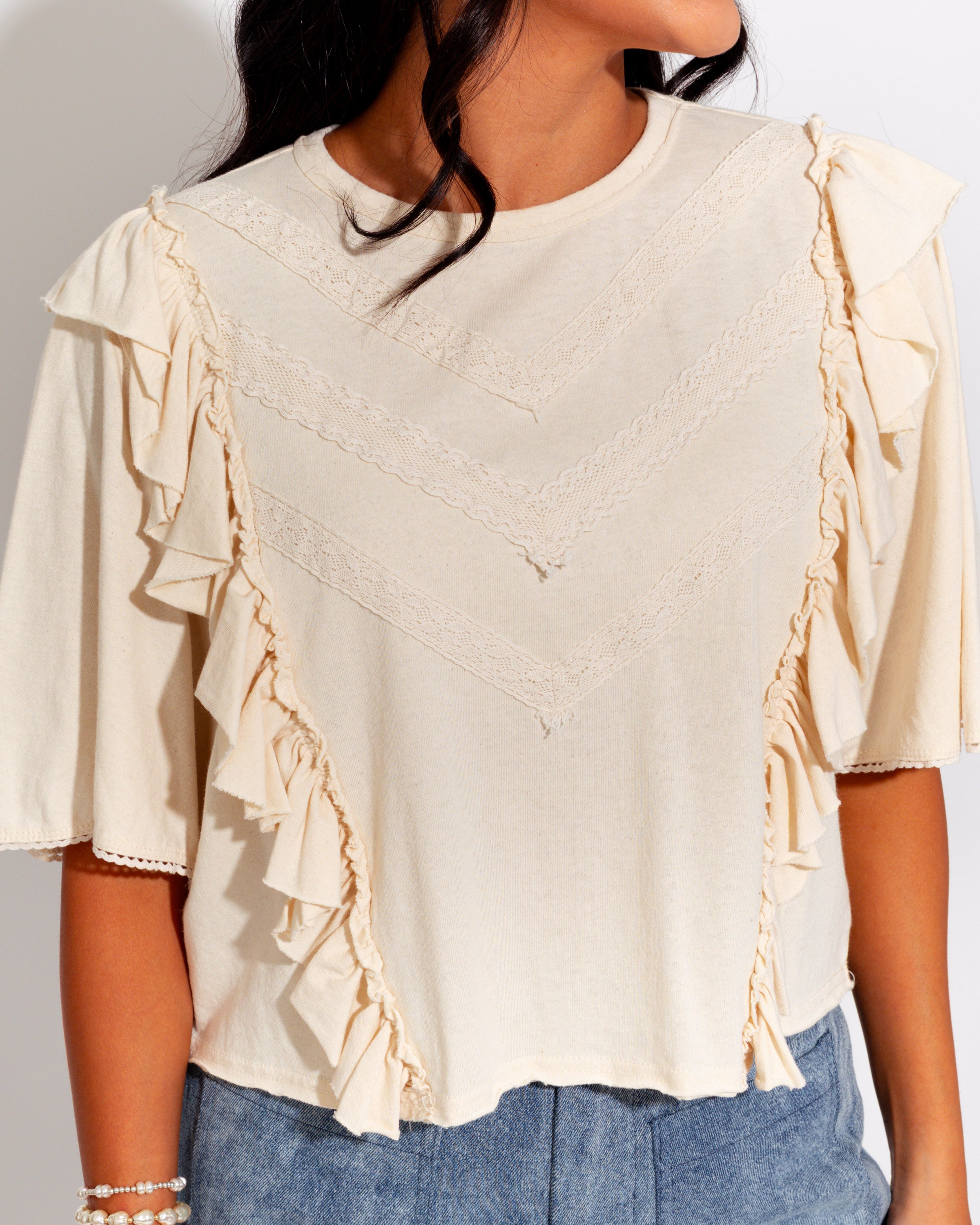 Soft Washed Ruffle Detail Top