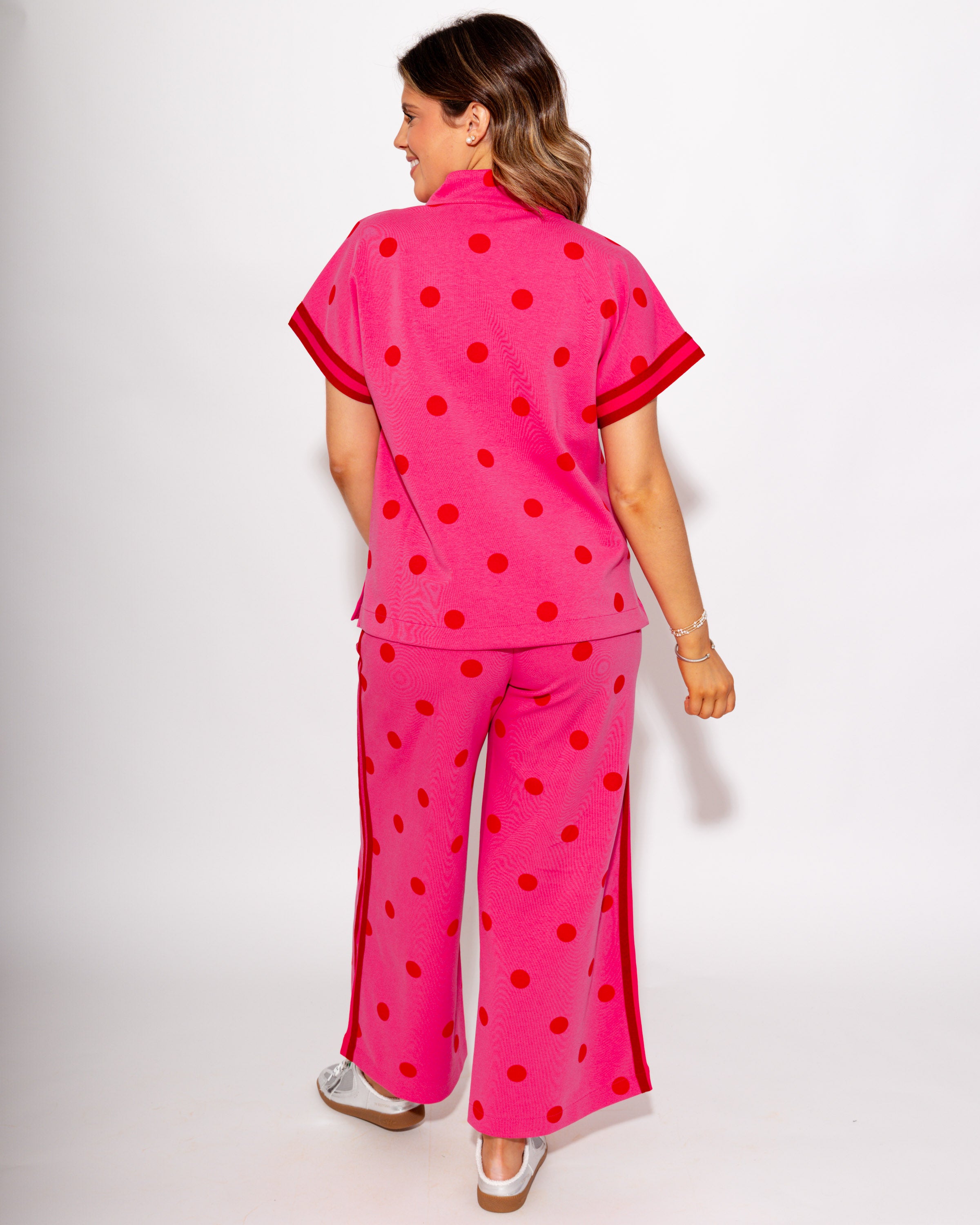 Polka Dot Lounge Set in Hot Pink