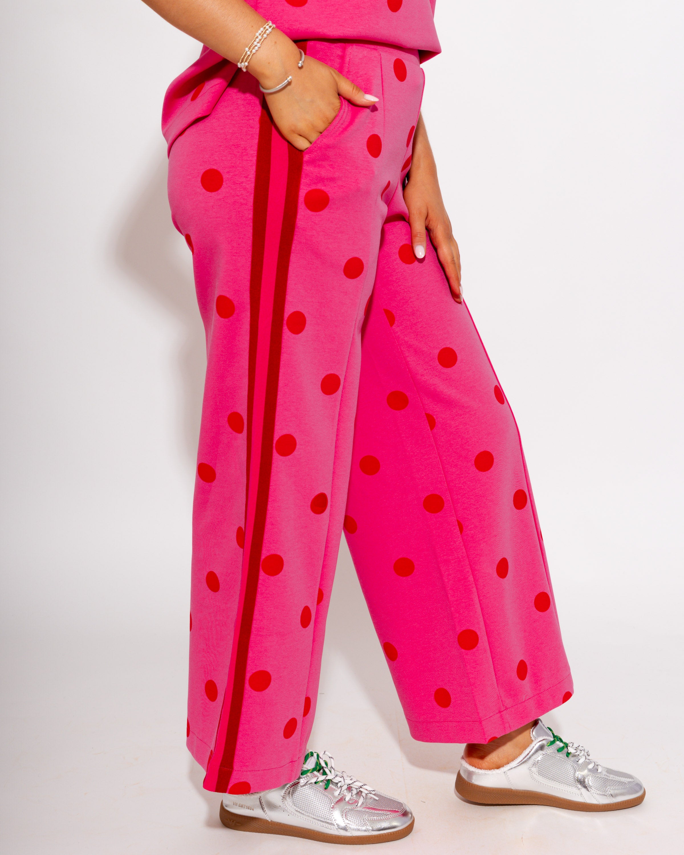 Polka Dot Lounge Set in Hot Pink