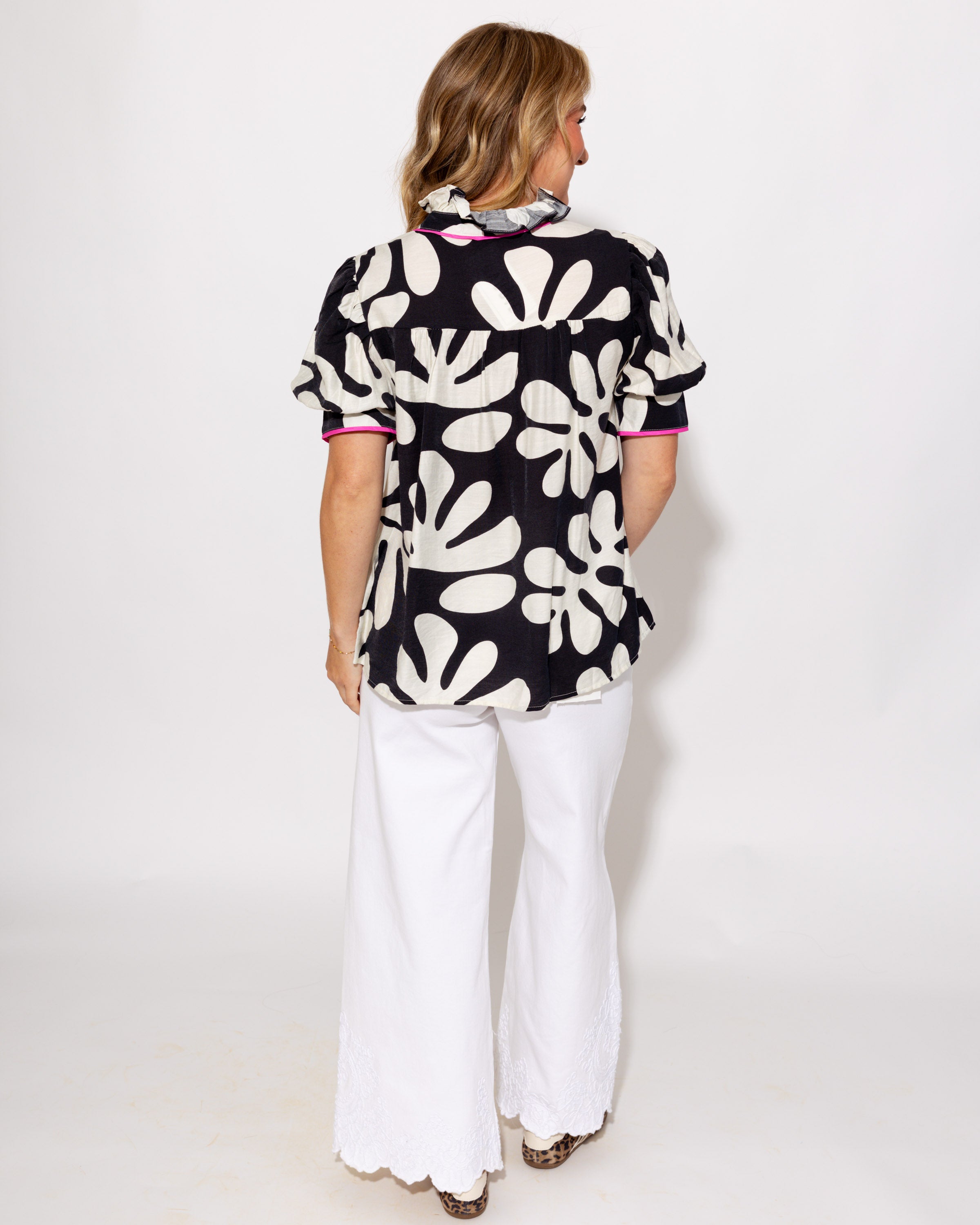 Tummy Control Crop Wide Embroidered Hem Jeans