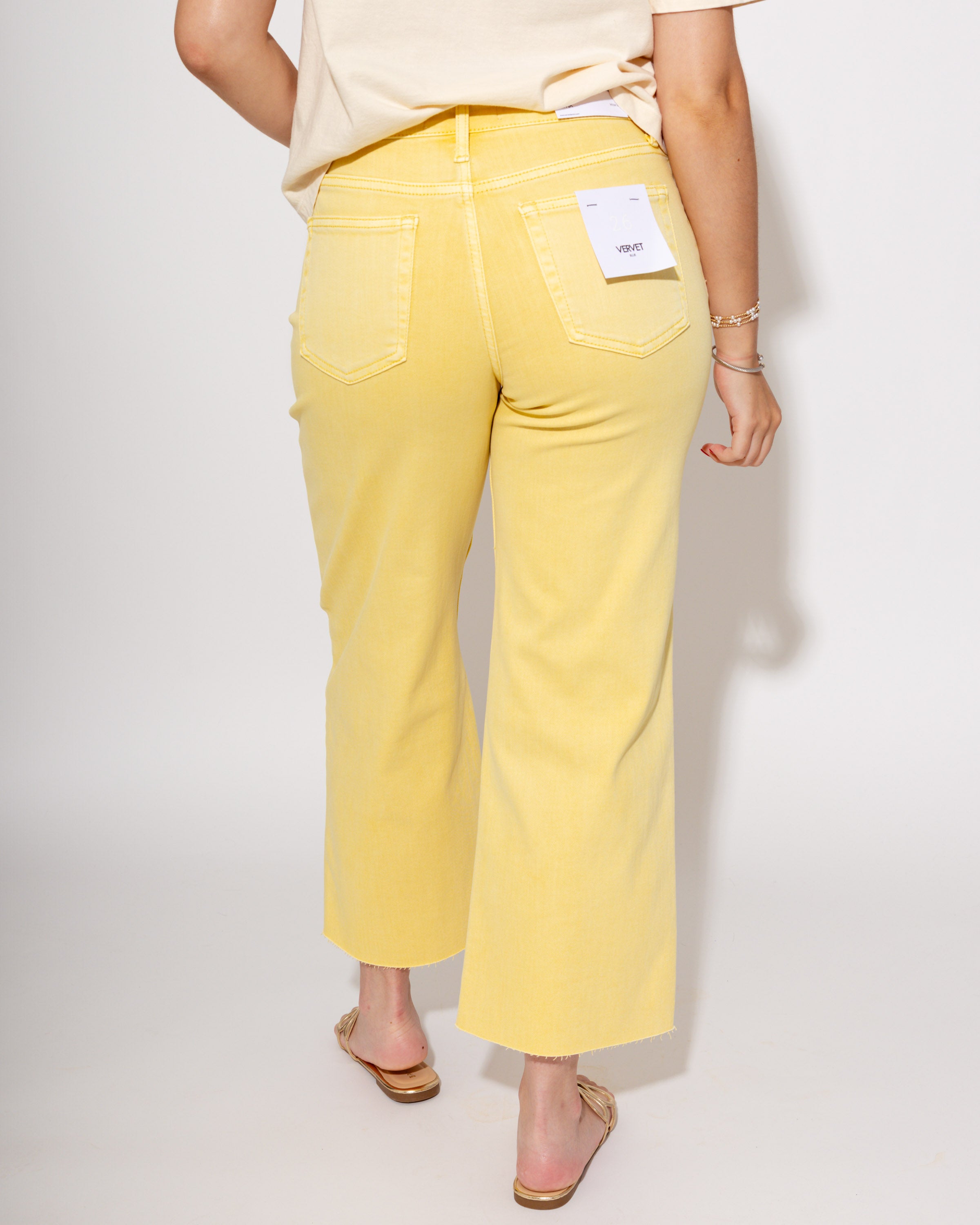 Vervet | High Rise Crop Wide Leg Jeans in Yellow