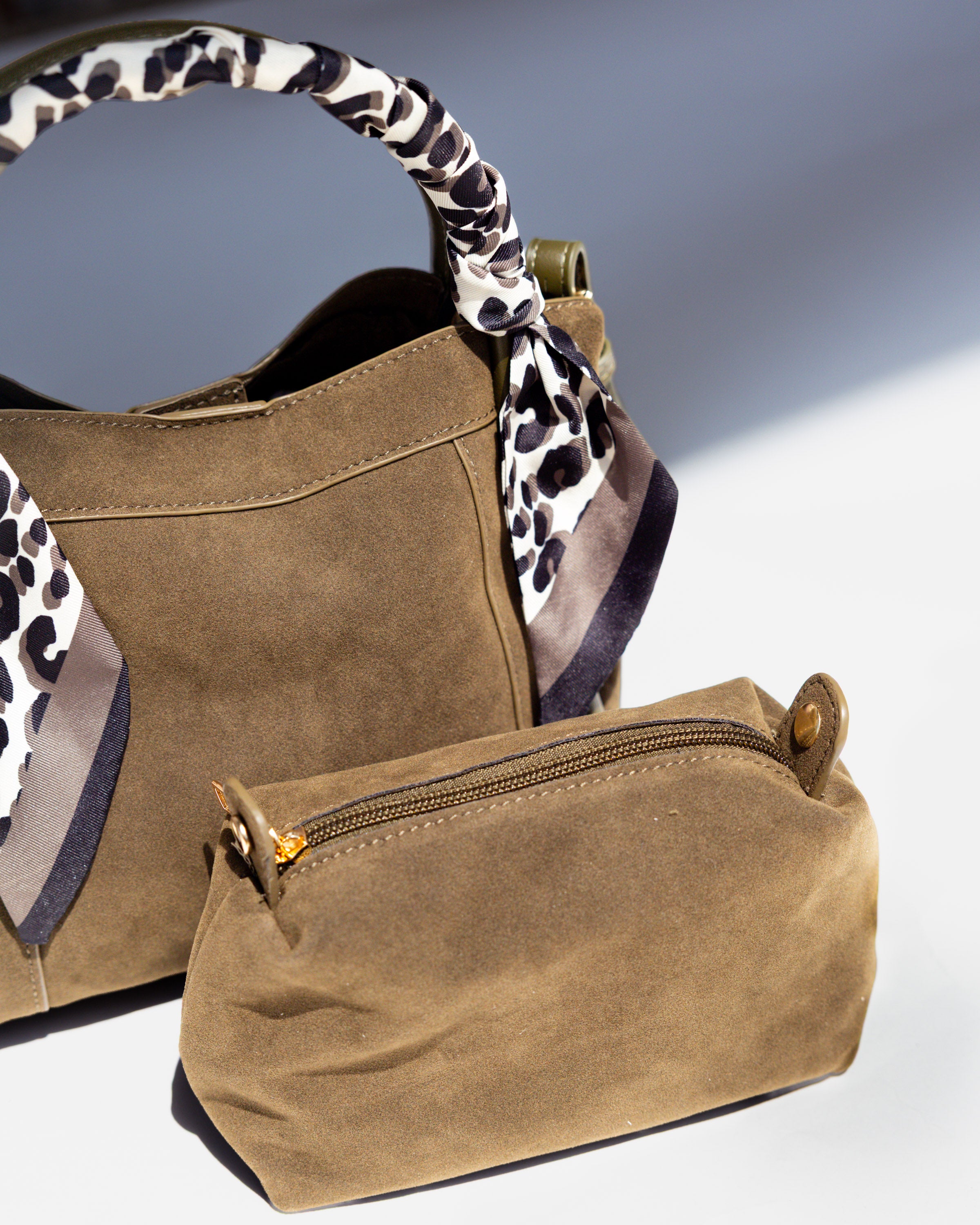 Signature Suede Handbag in Olive