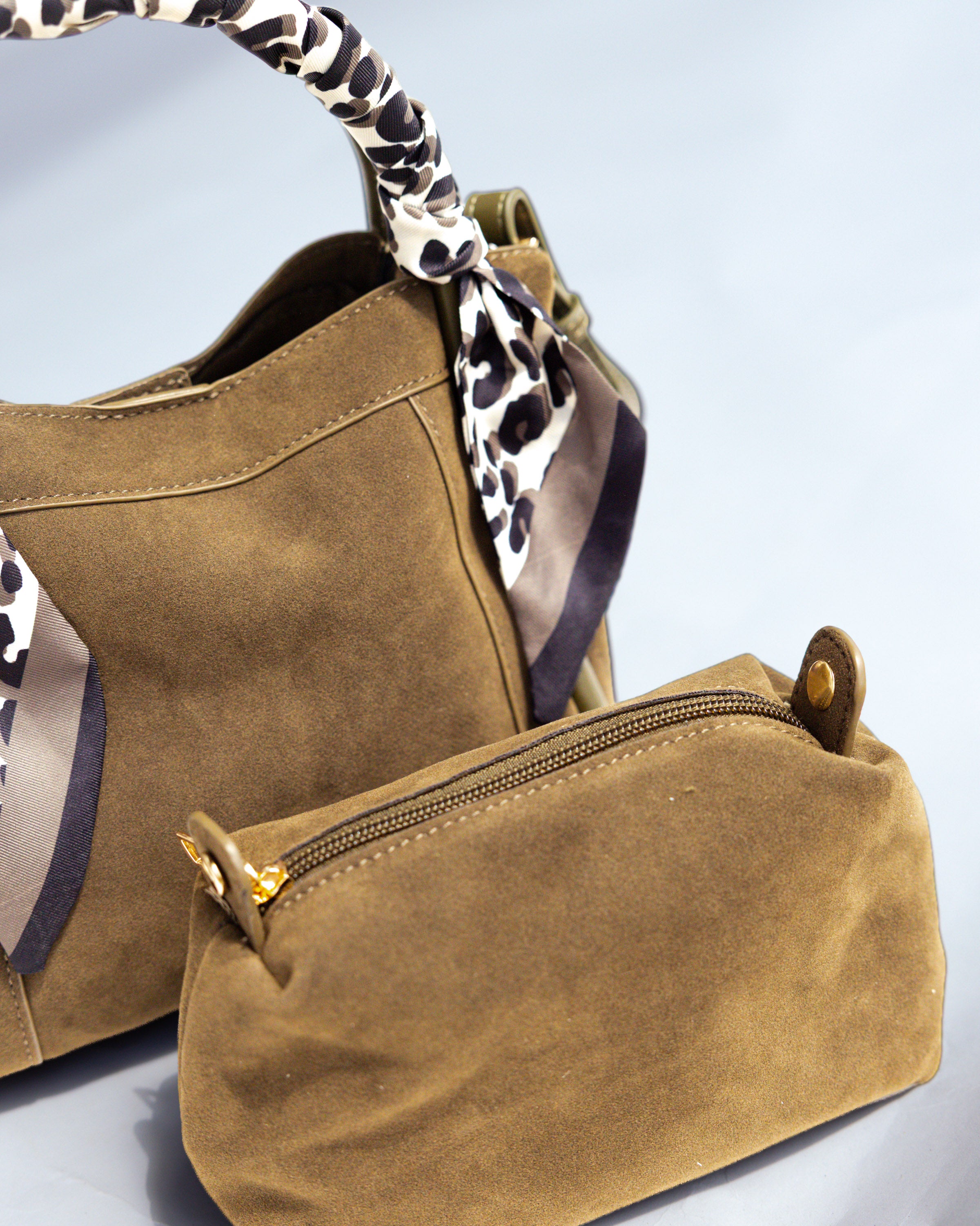 Signature Suede Handbag in Olive