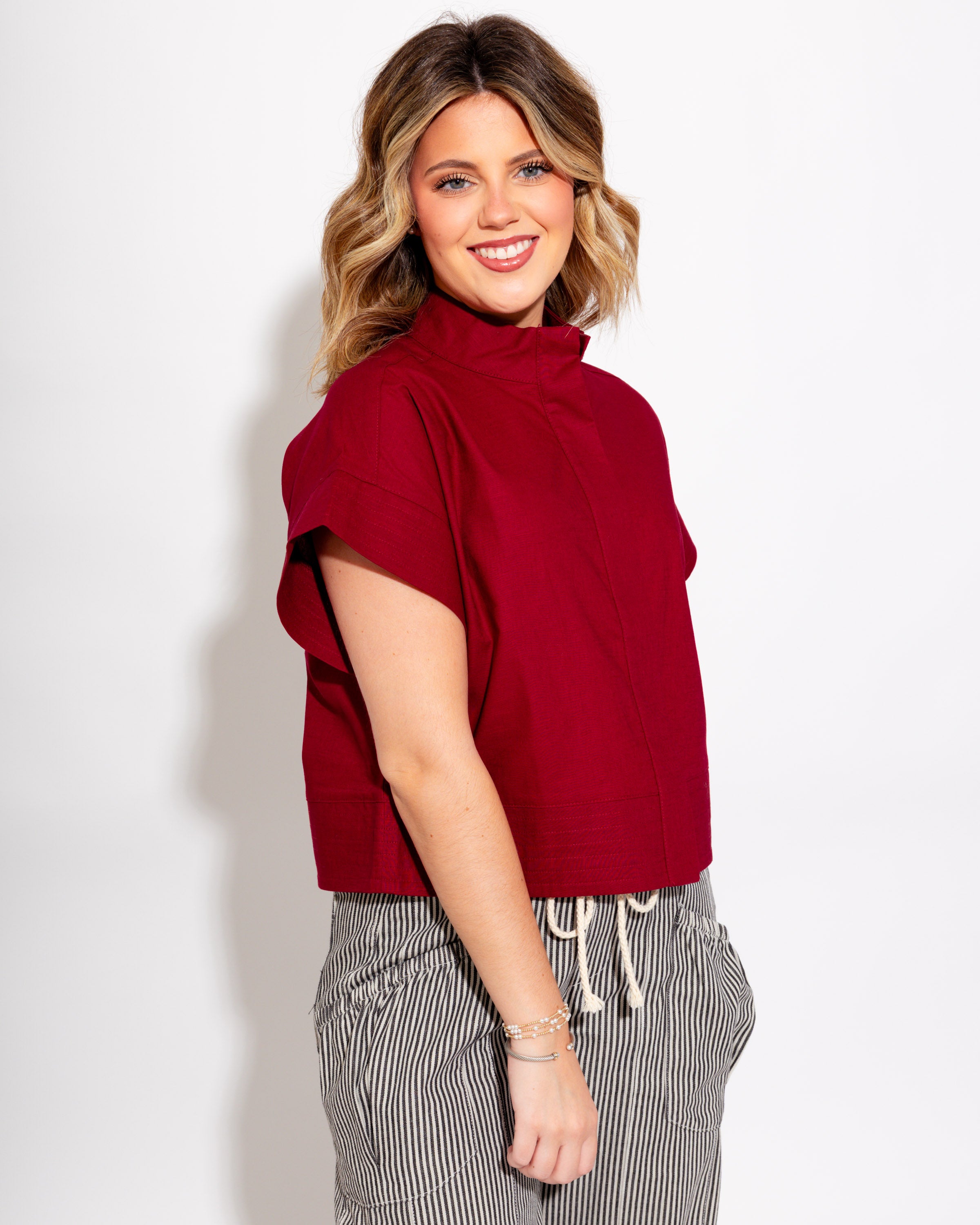 Timeless Short Sleeve Top in Merlot