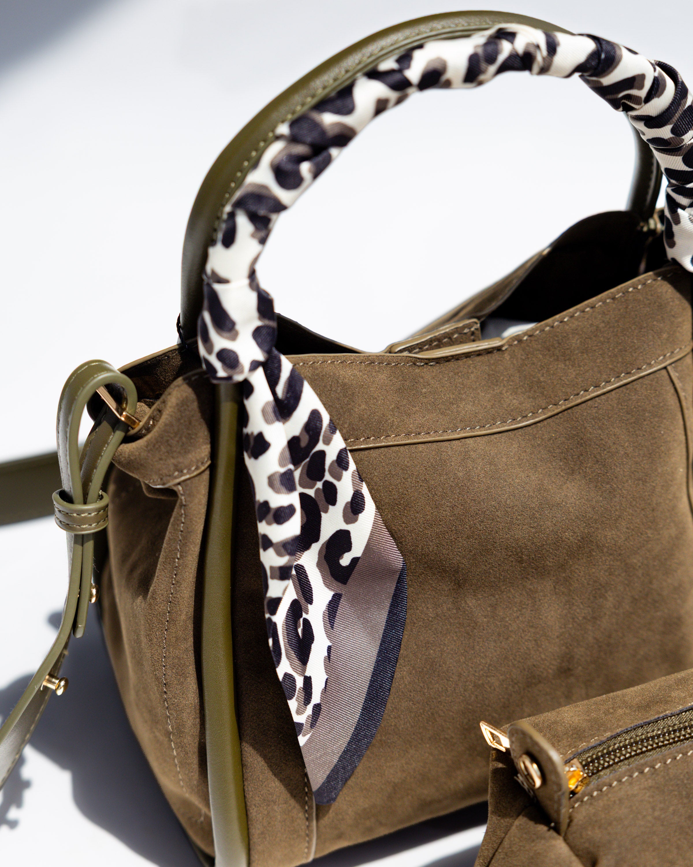 Signature Suede Handbag in Olive
