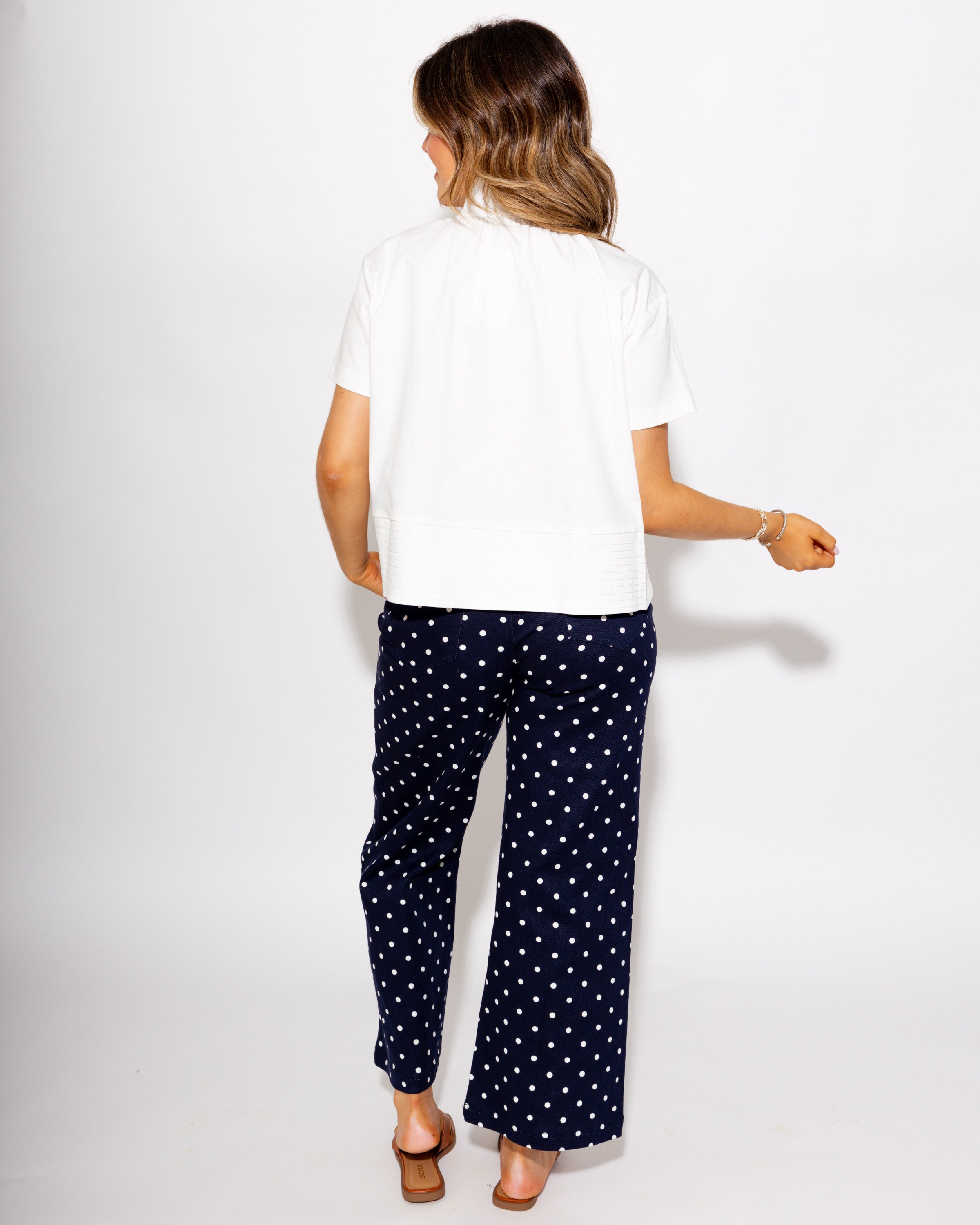Tailored Polka Dot Pants in Navy