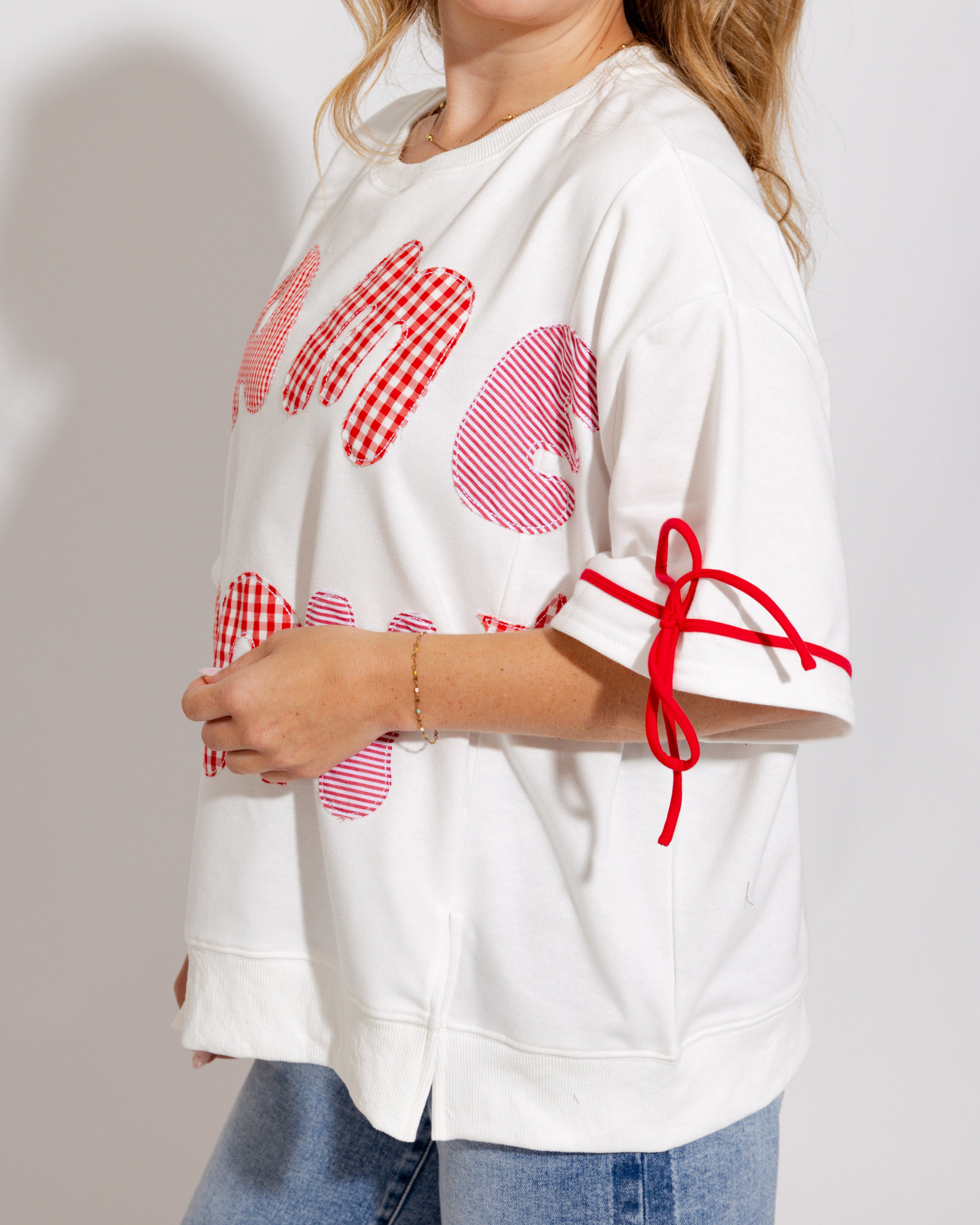 Game Day Patchwork Boxy Tee in Red