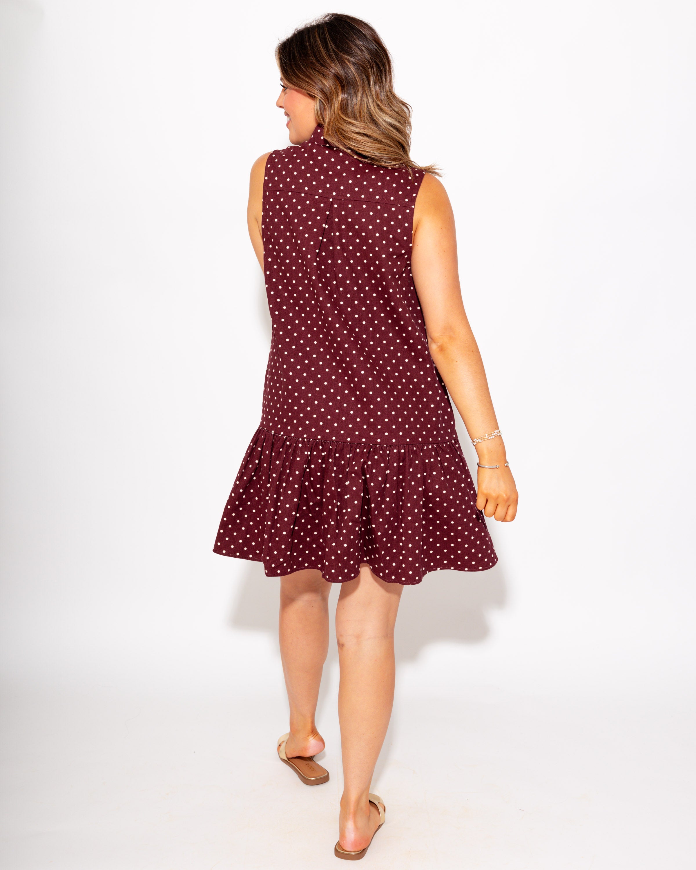 Polka Dot Neck Tie Mini Dress
