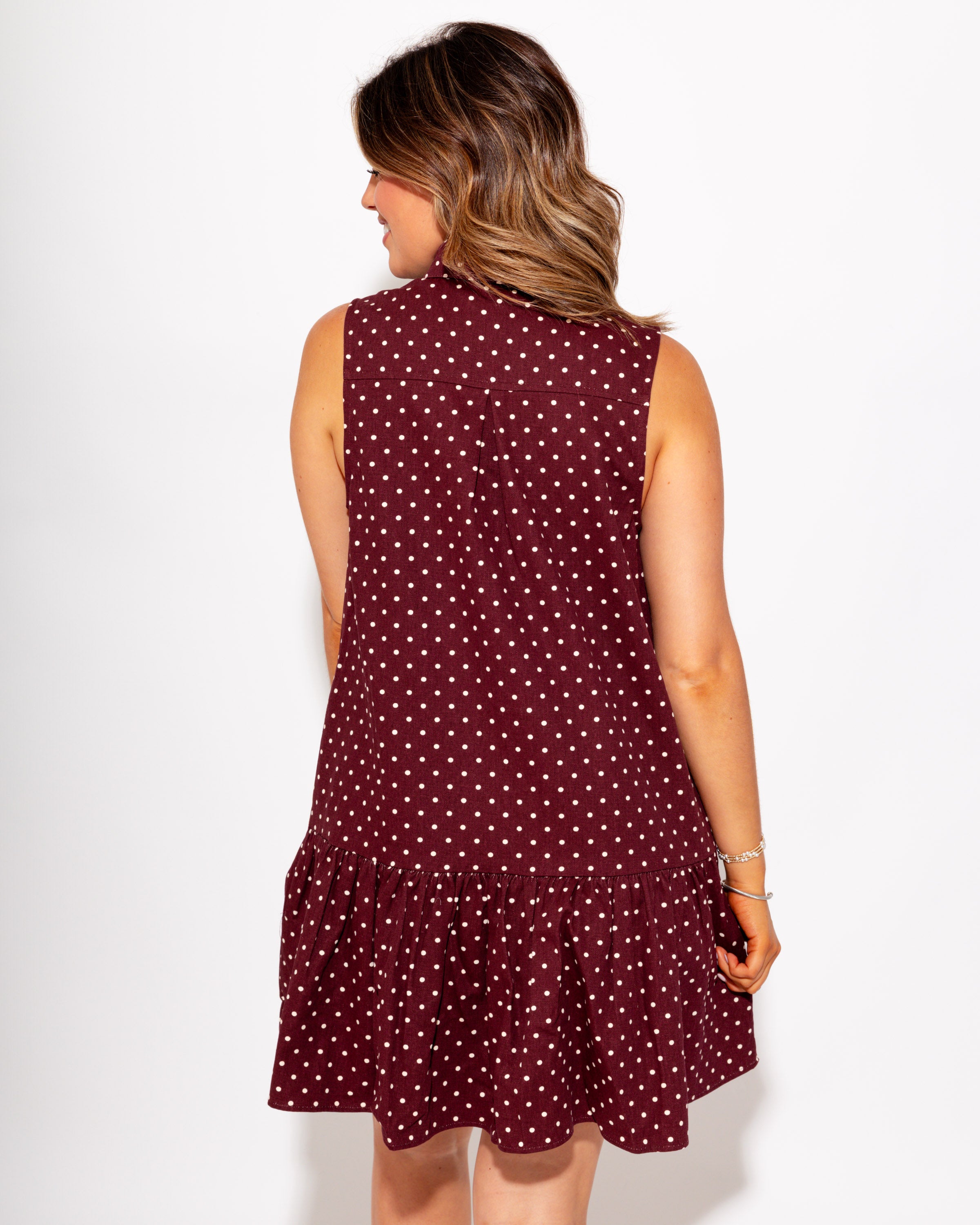 Polka Dot Neck Tie Mini Dress