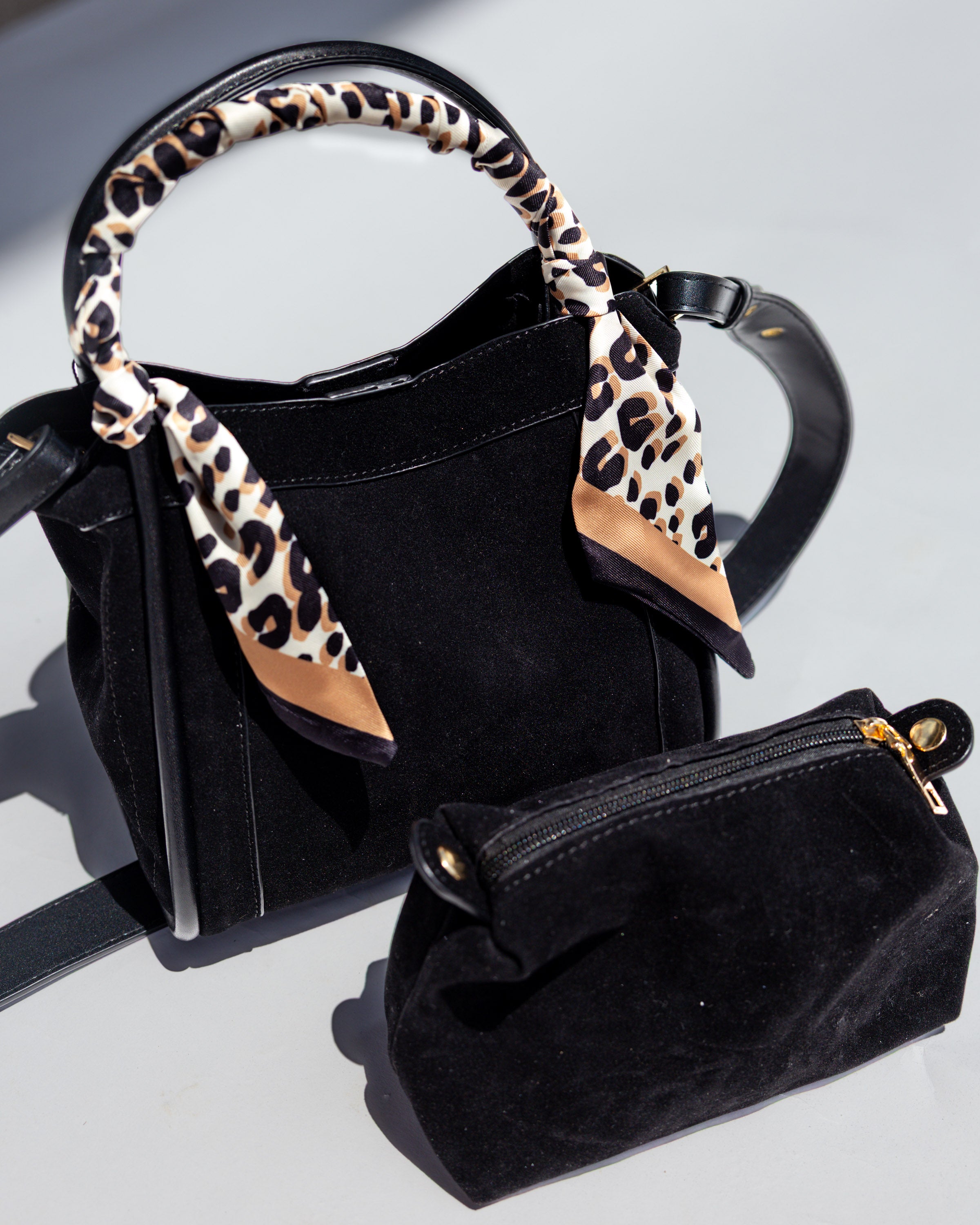 Signature Suede Handbag in Black