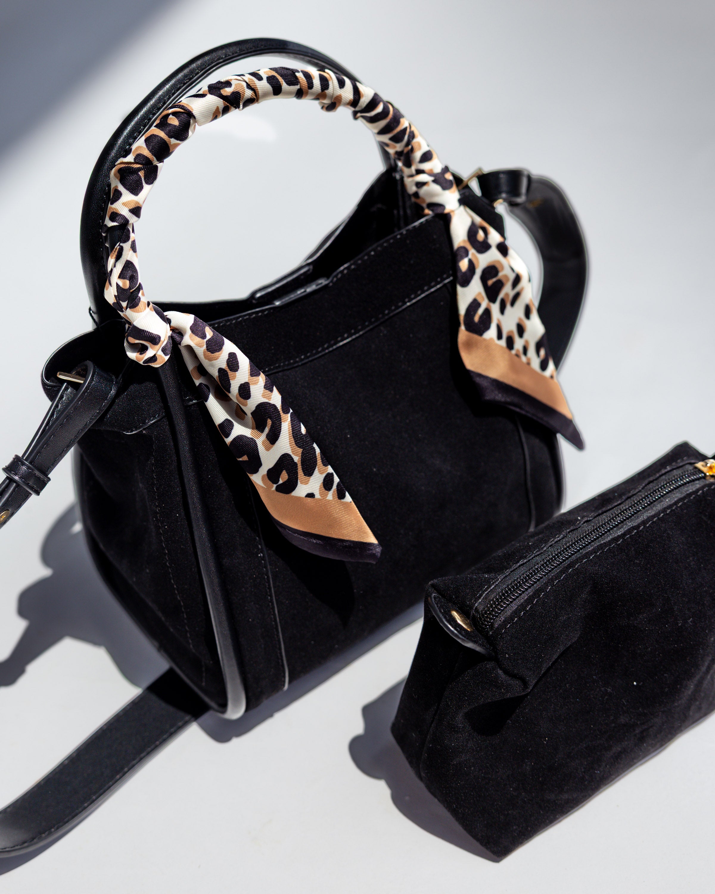 Signature Suede Handbag in Black