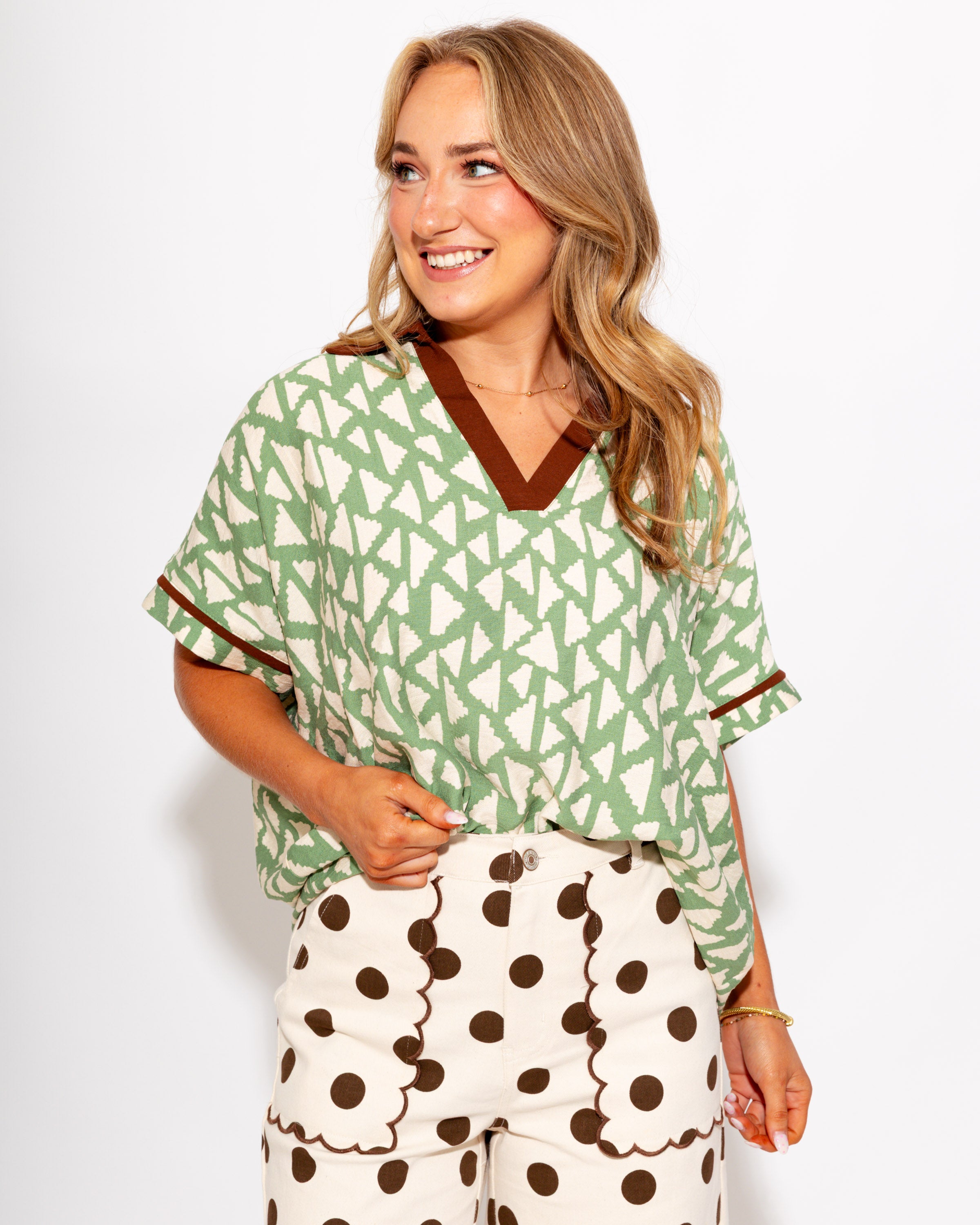 Geo Print Contrast Top