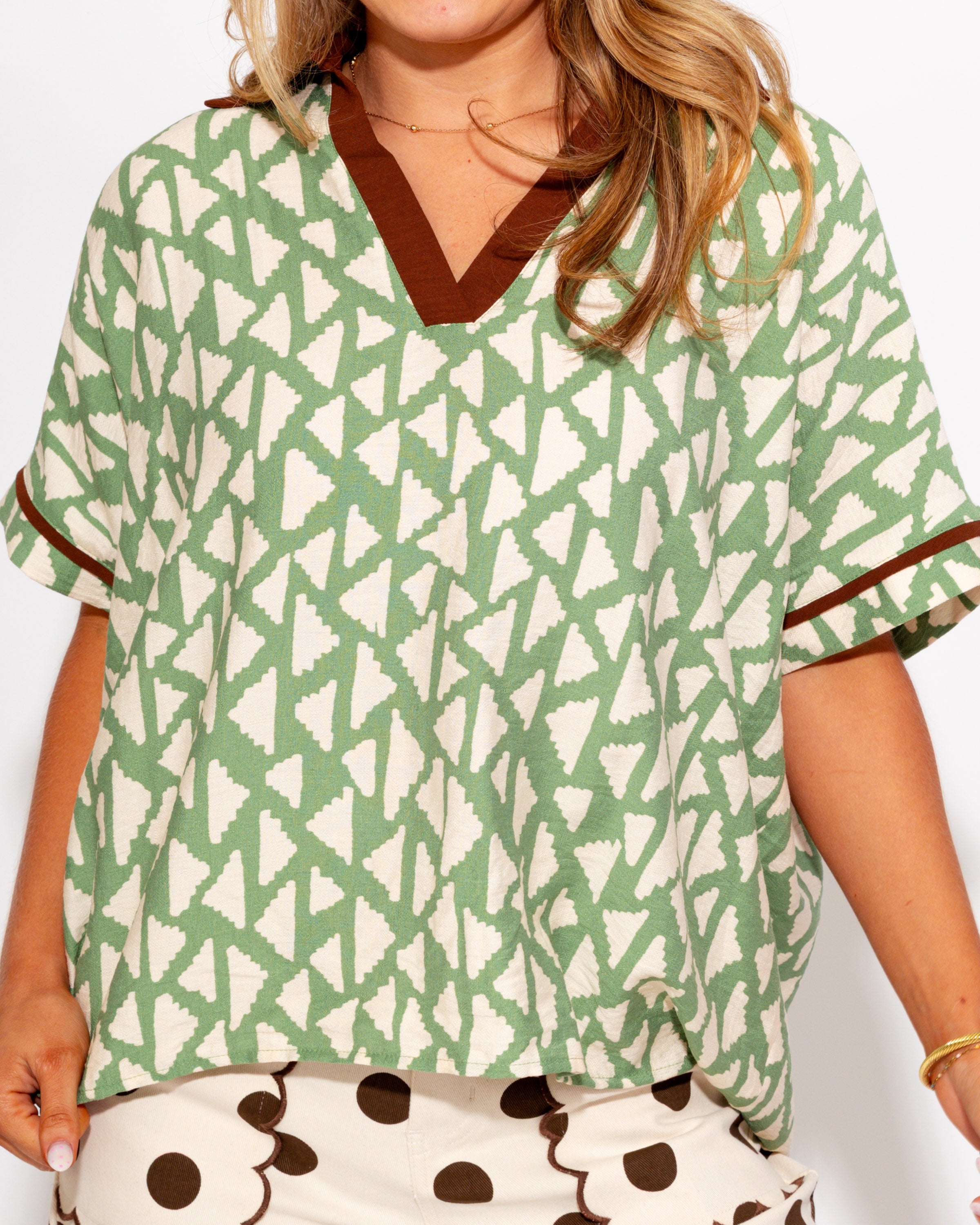 Geo Print Contrast Top