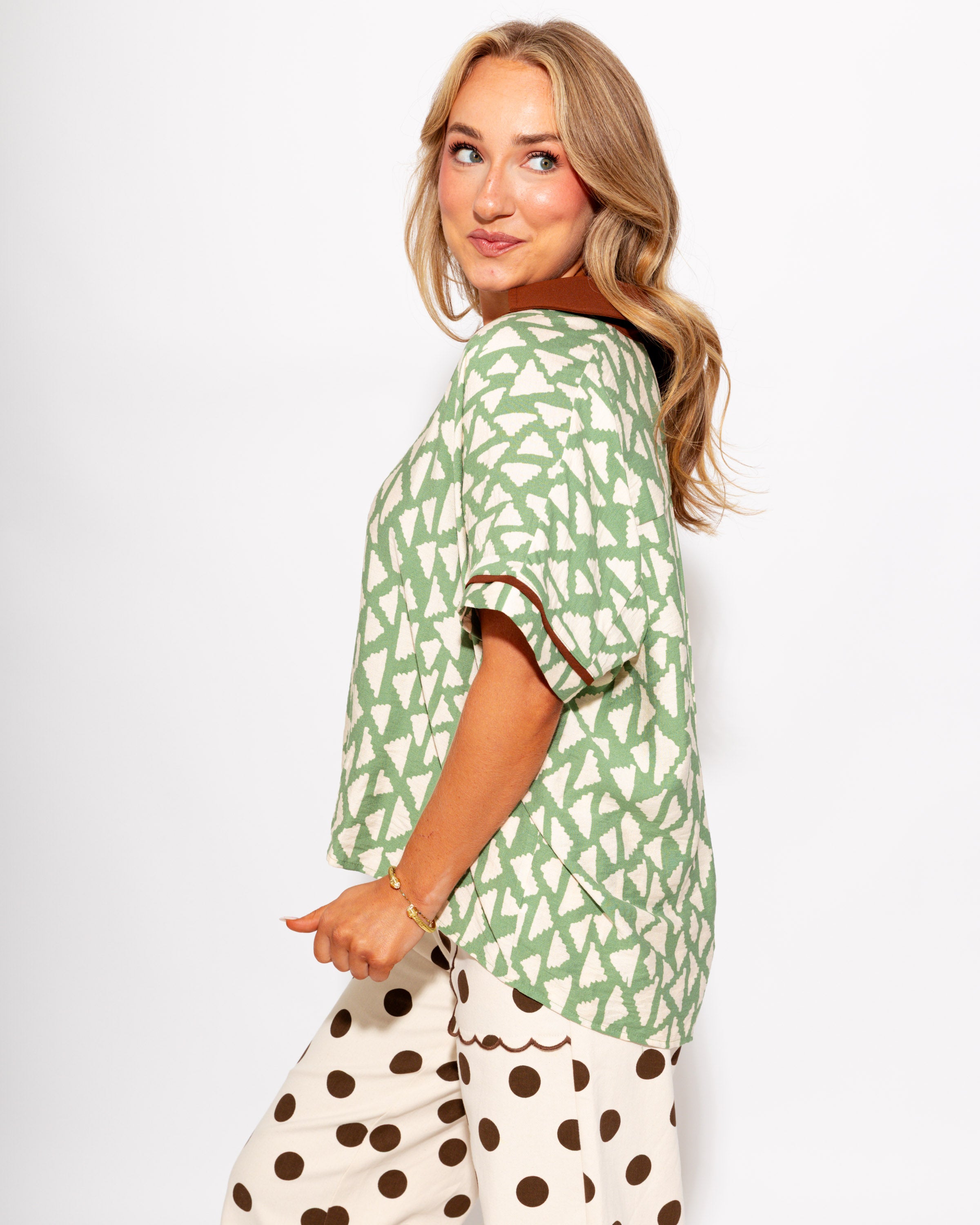Geo Print Contrast Top