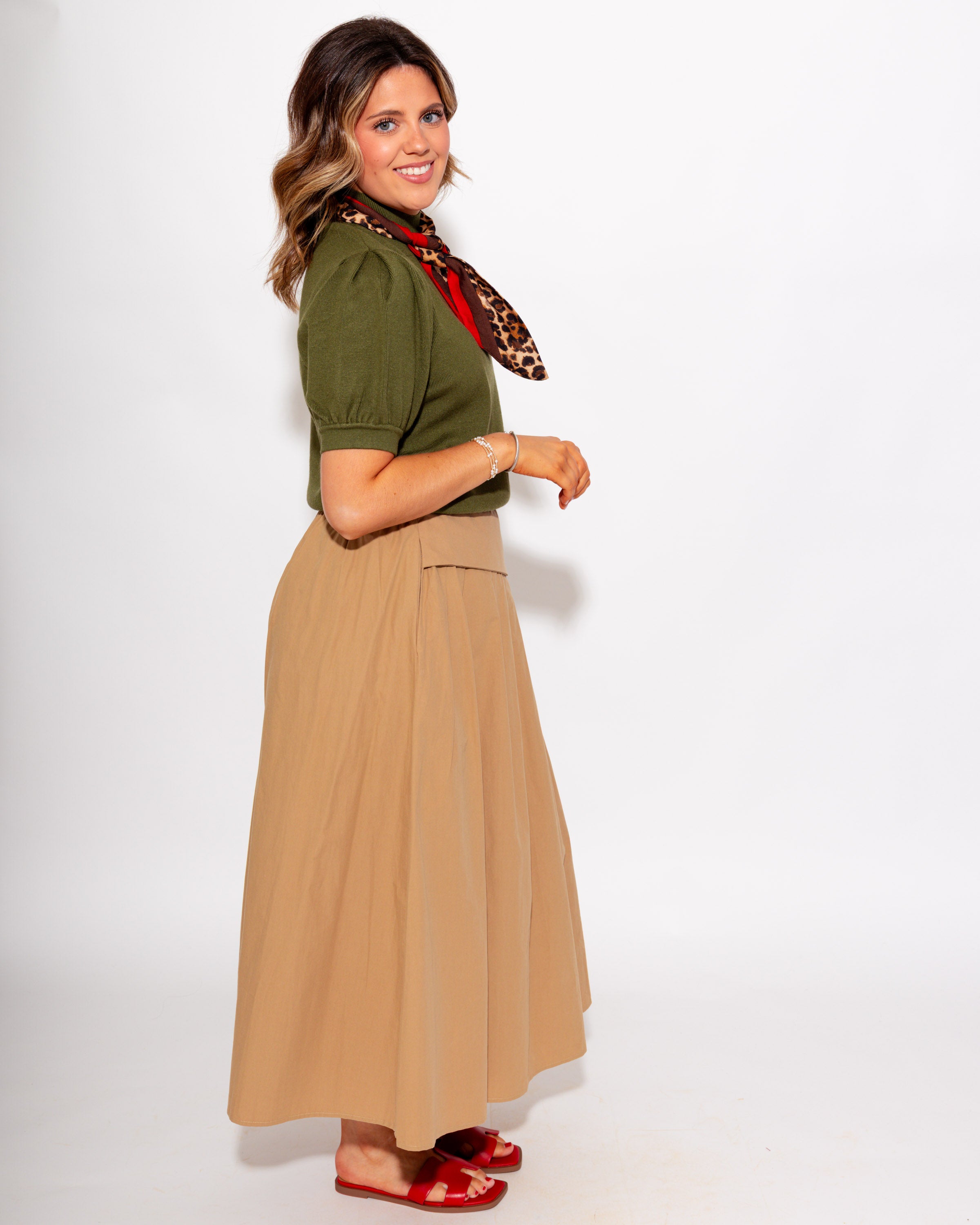Sophisticated Scarf Detail Top in Olive