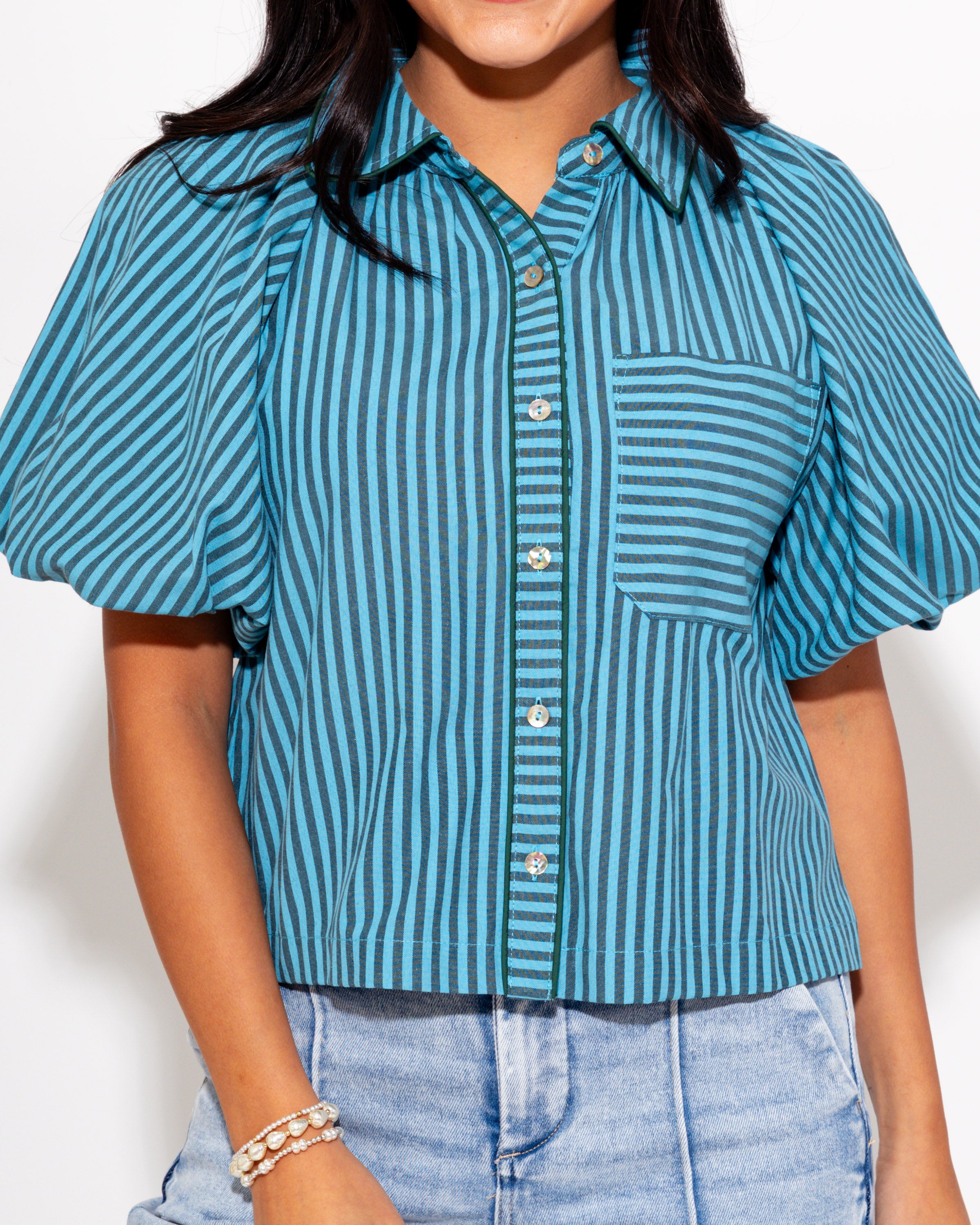 Classic Charm Stripe Top in Blue