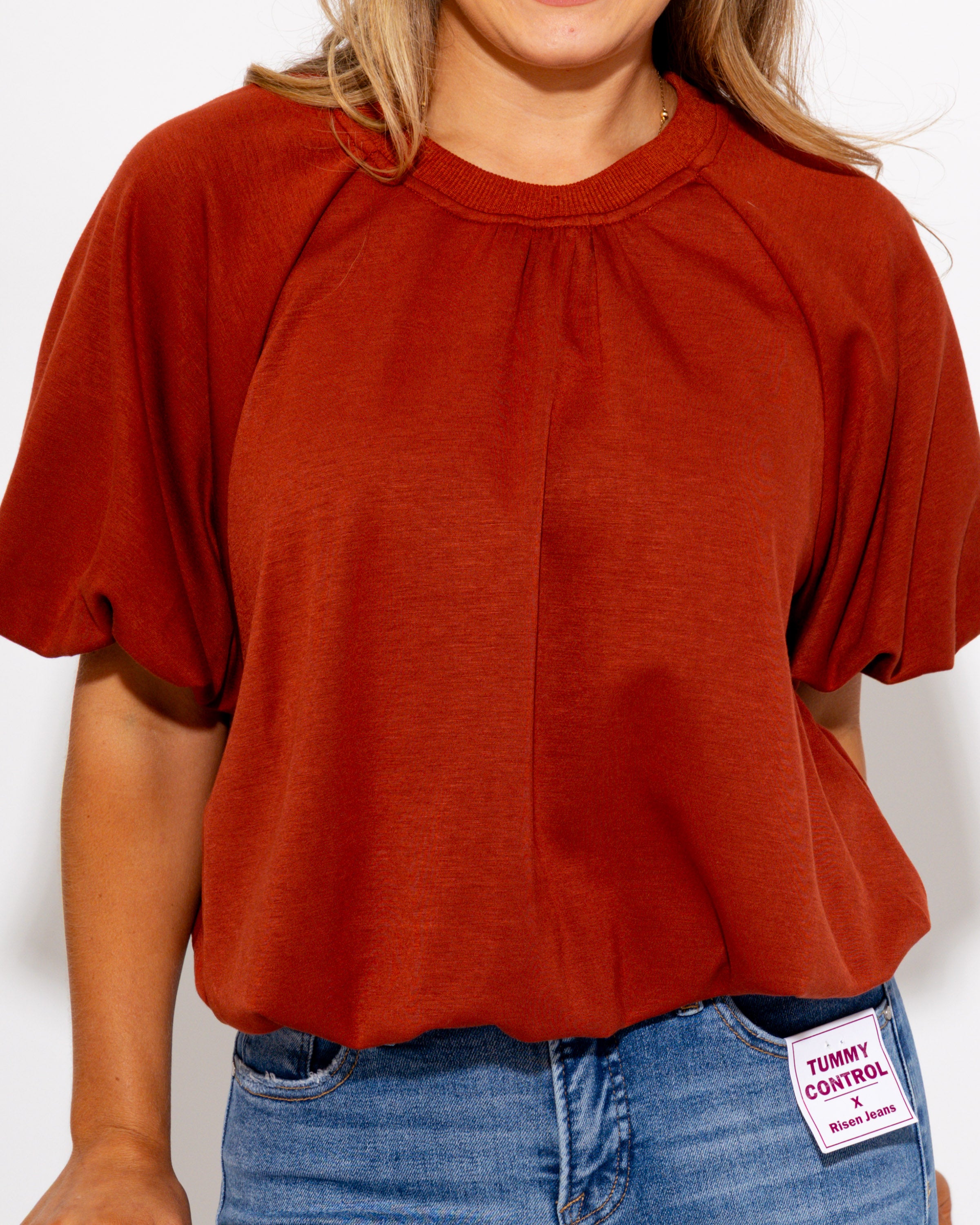 Gathered Detail Top in Rust