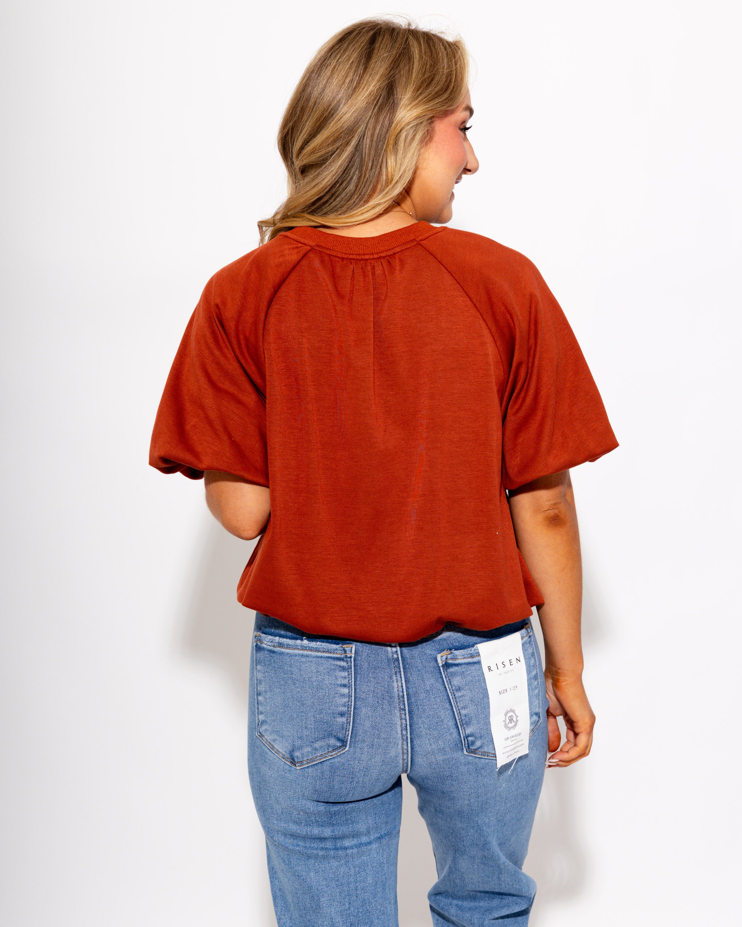 Gathered Detail Top in Rust