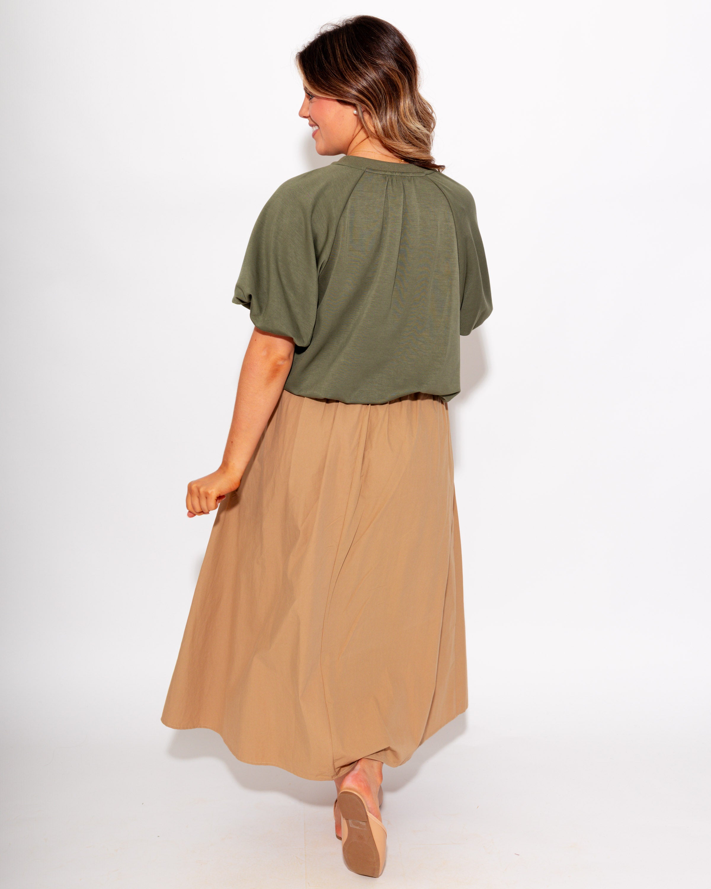 Gathered Detail Top in Olive